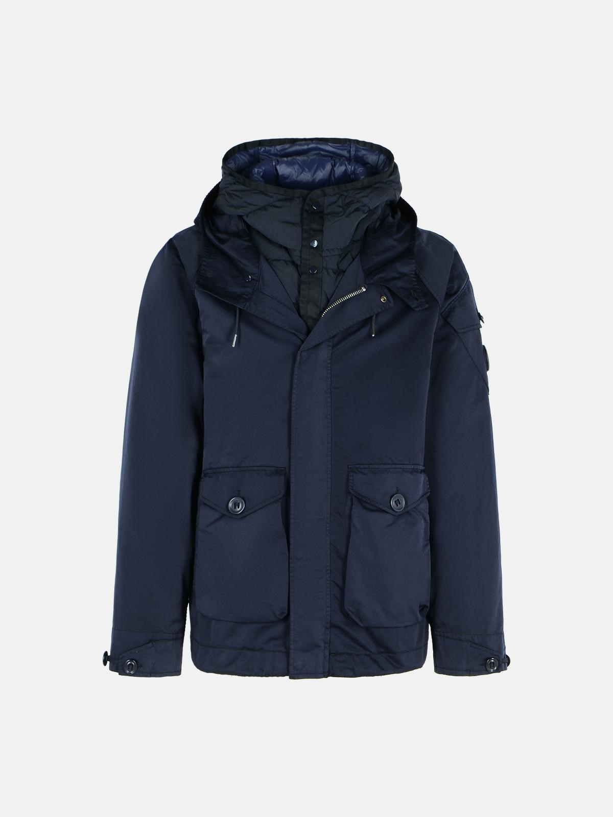 C.p. Company Navy Polyester Blend Hooded Jacket In Blue