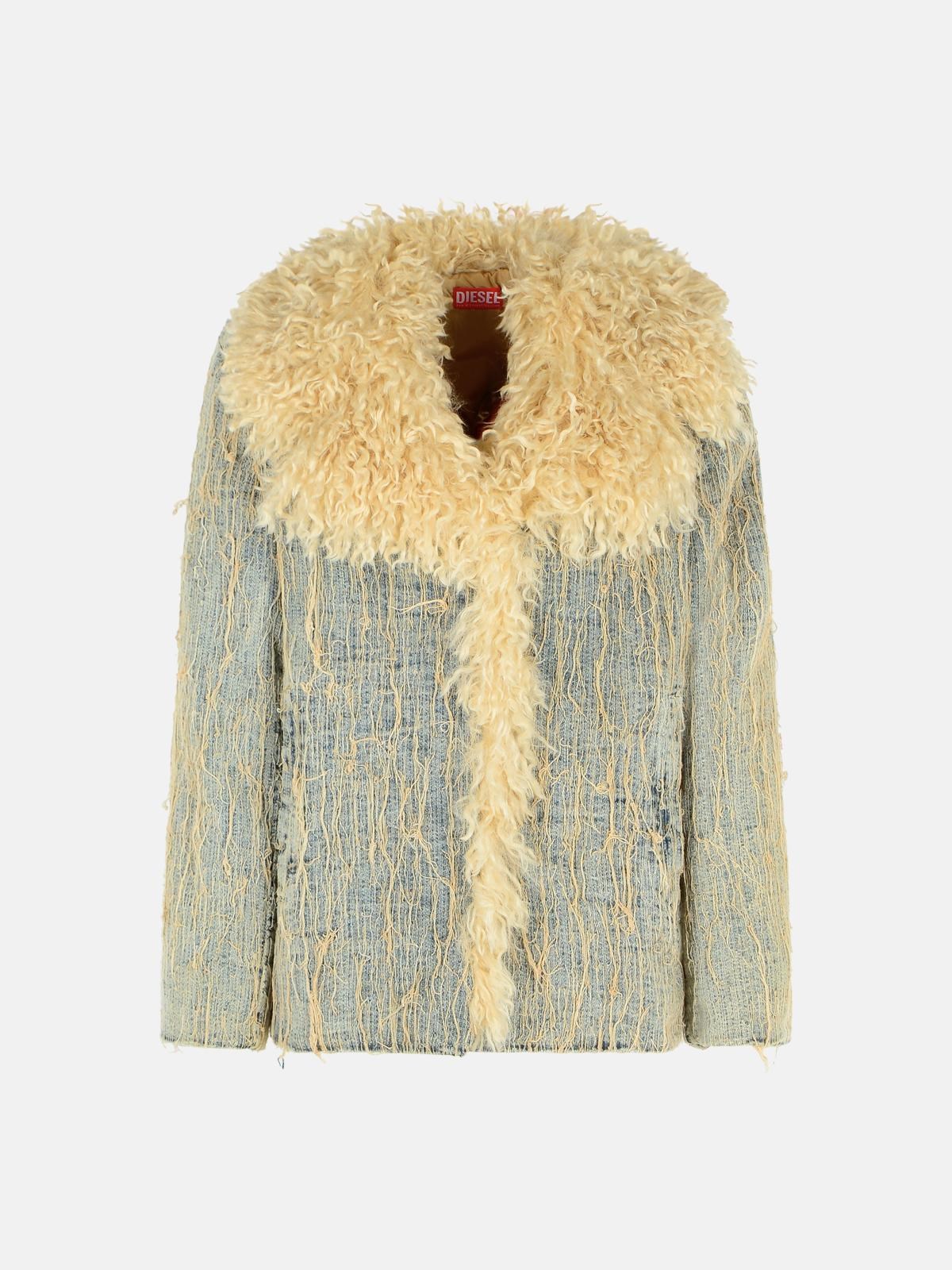Diesel Light Blue Cotton Blend Jacket In Blue