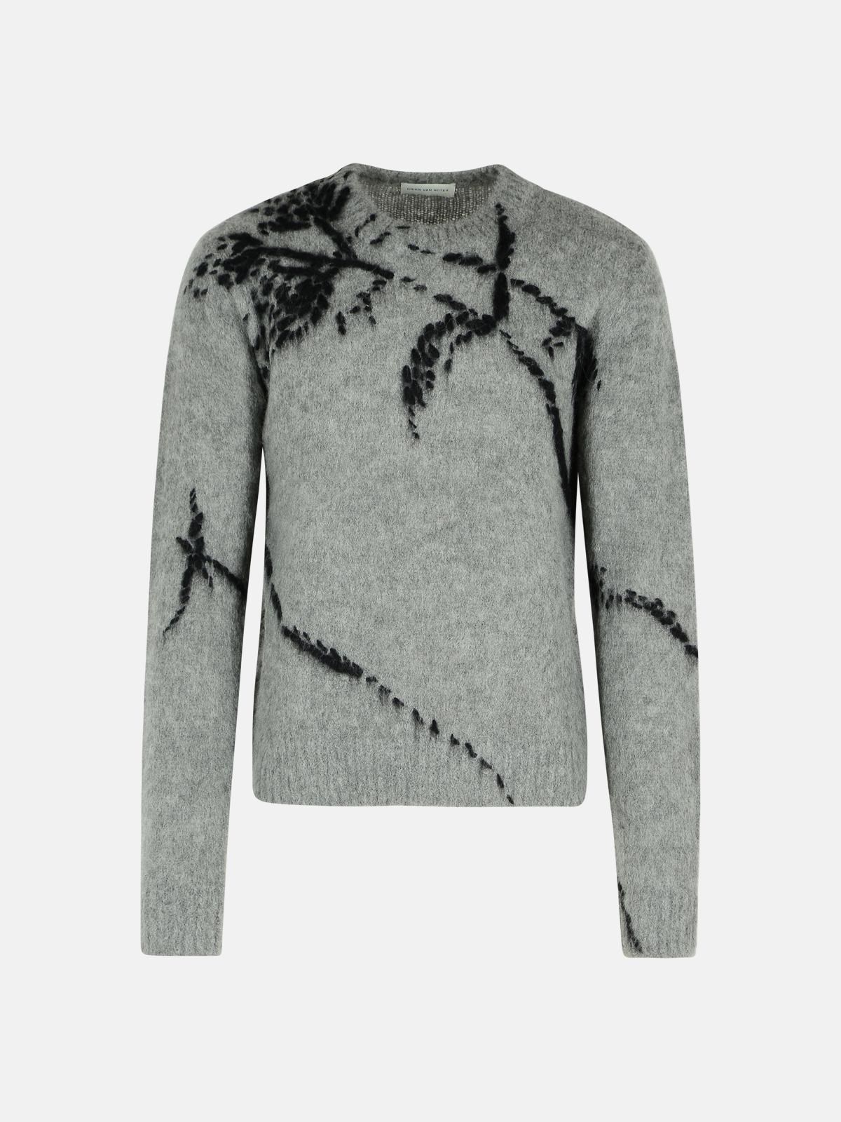 Dries Van Noten Grey Wool Blend Sweater In Gray