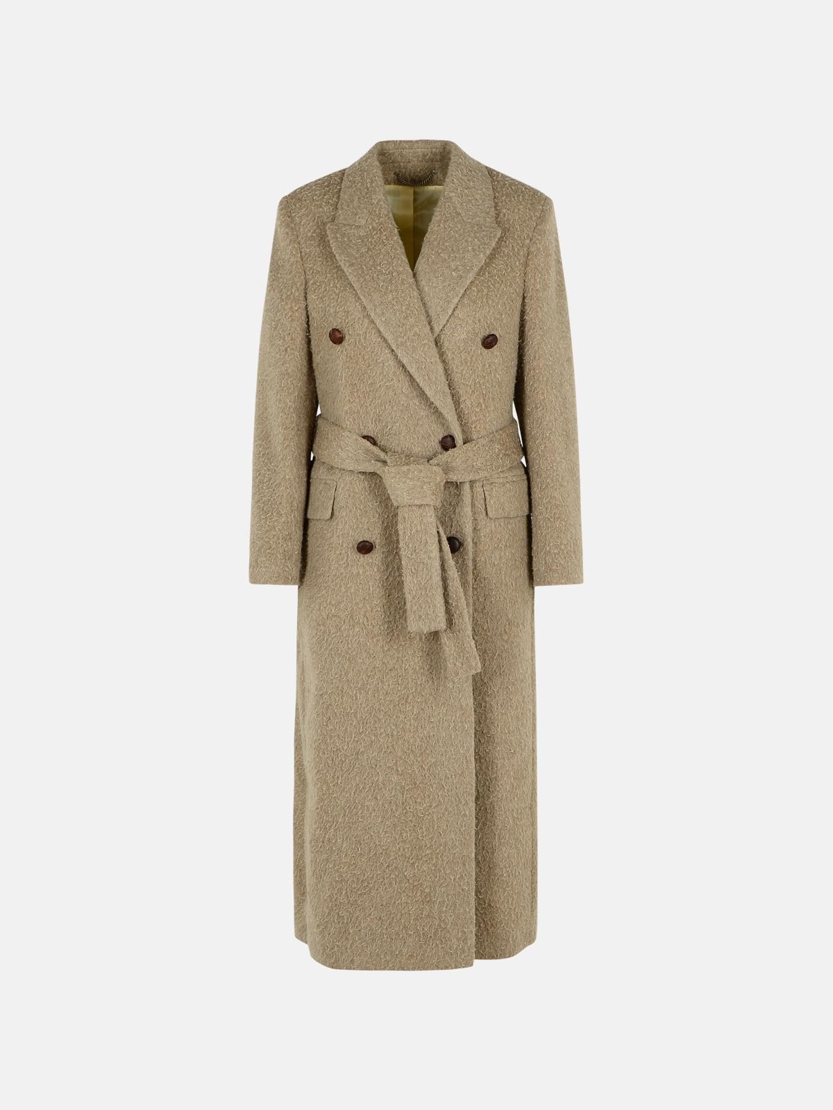 GOLDEN GOOSE Double-Breasted Coat In Beige Wool Blend