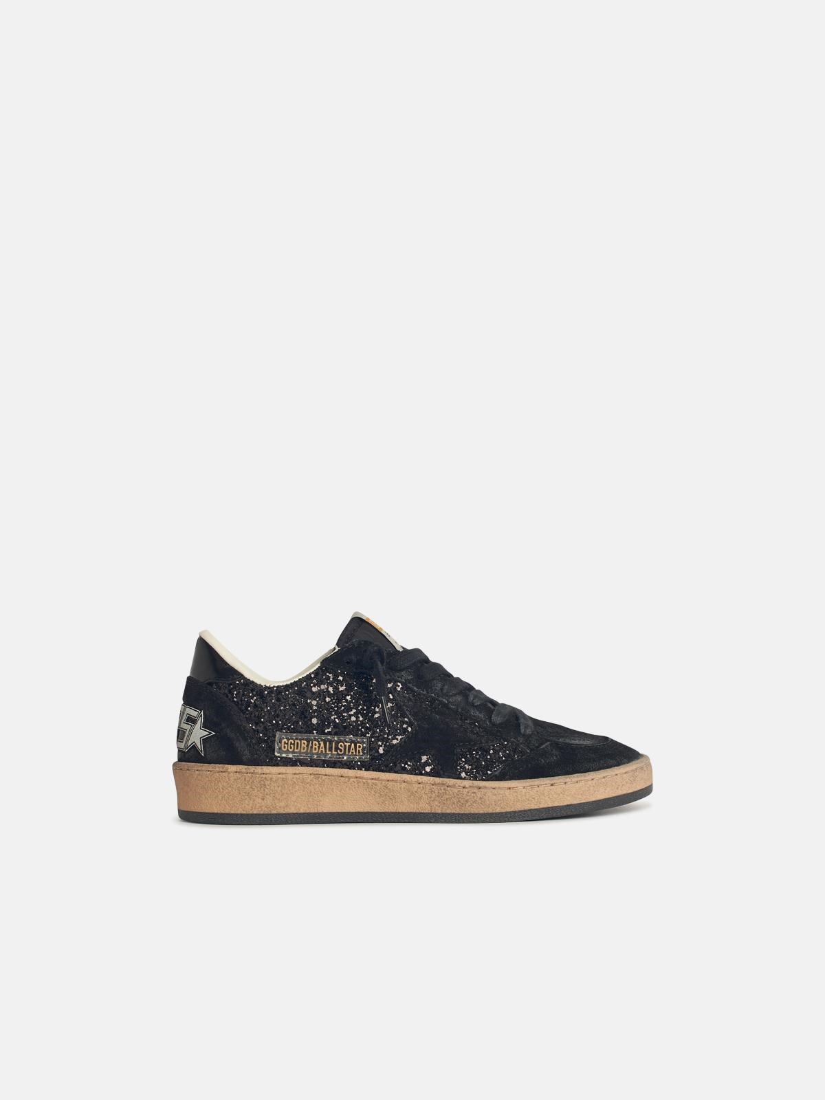 GOLDEN GOOSE Ball-Star' Woman In Black Glitter With Black Suede Insert