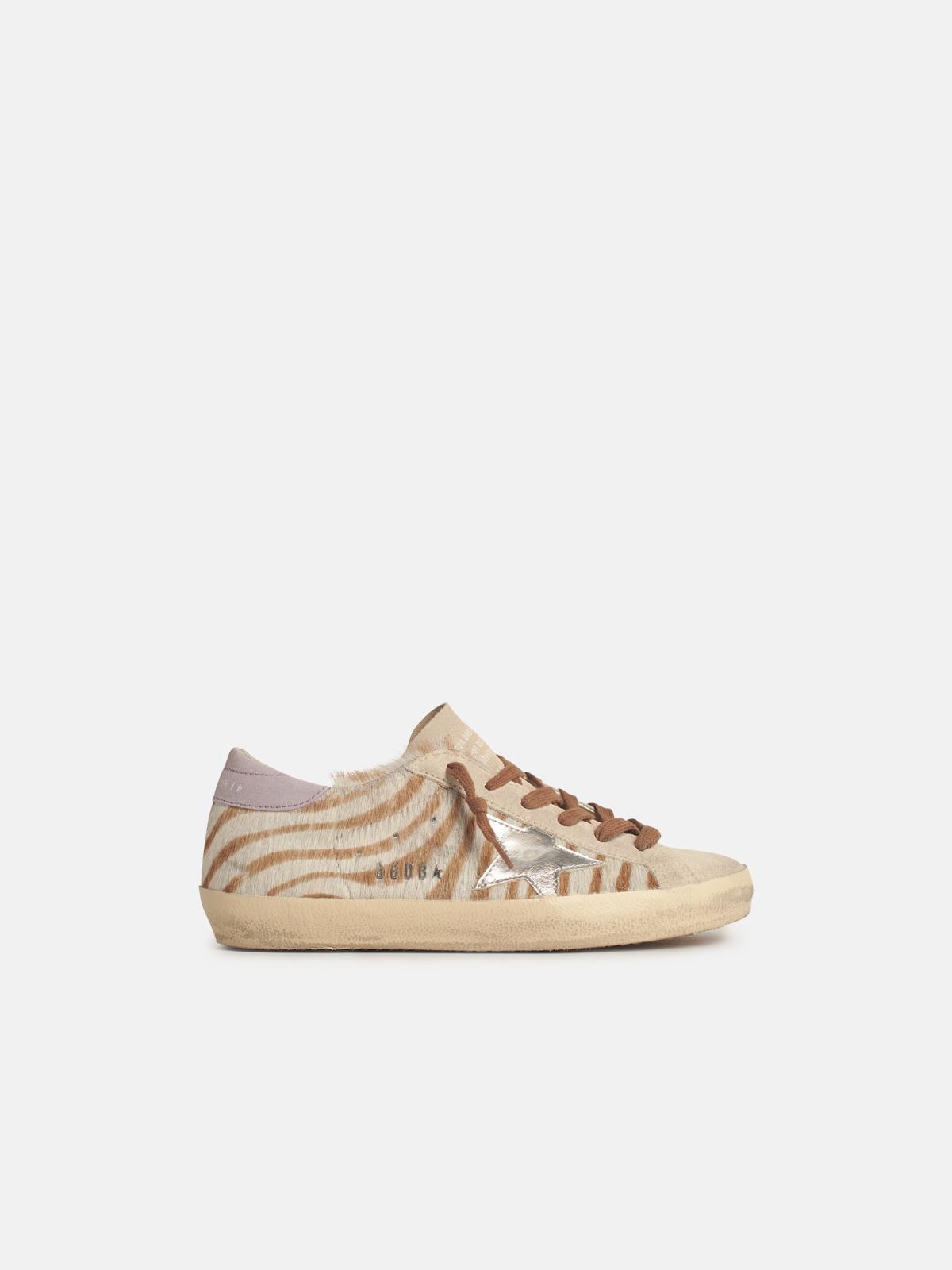 Golden Goose Super-star' Woman In Zebra Pony Hair With Silver Star And Suede Heel