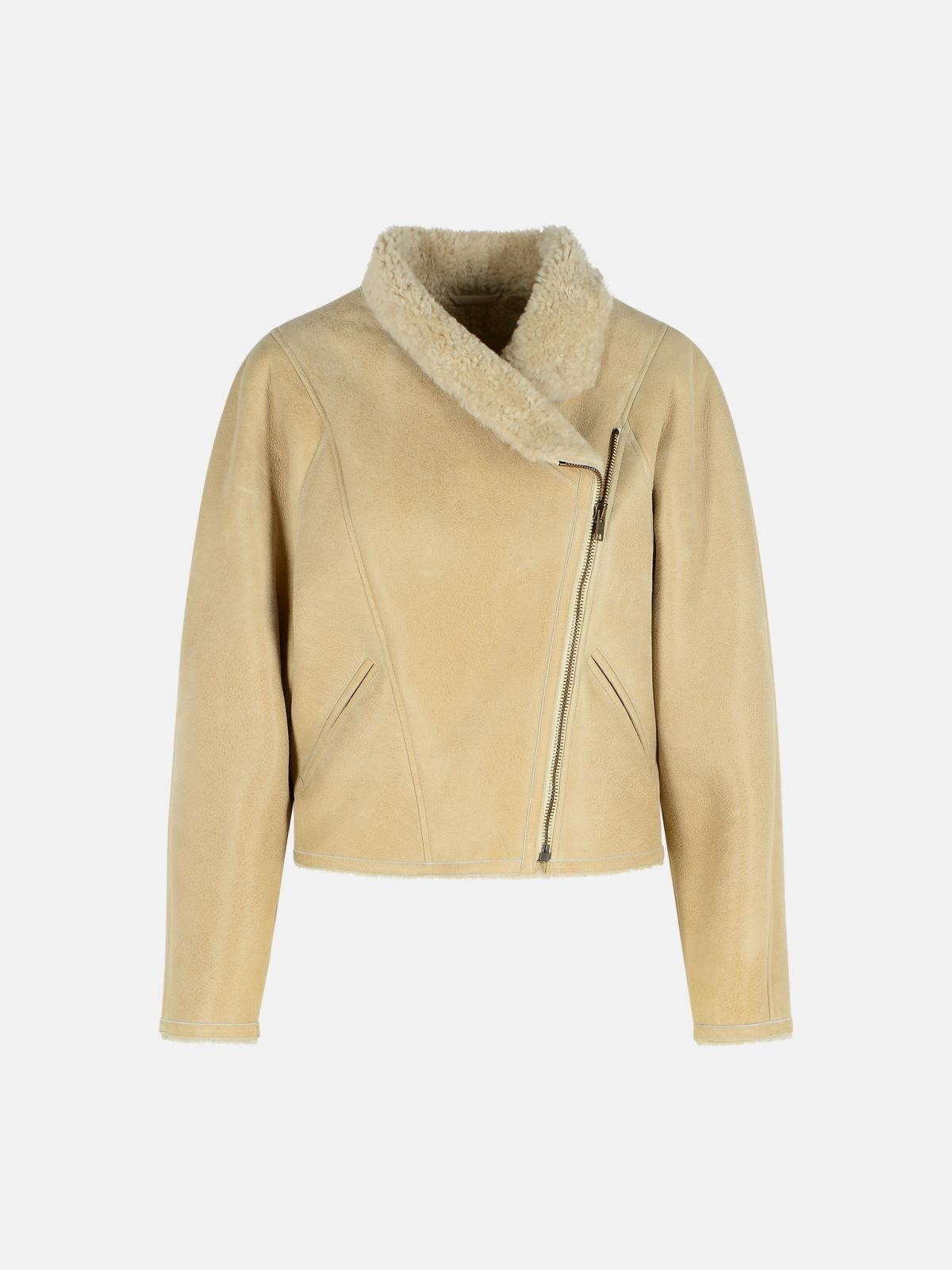 Isabel Marant 'blondine' Shearling Ecru Jacket In Sand