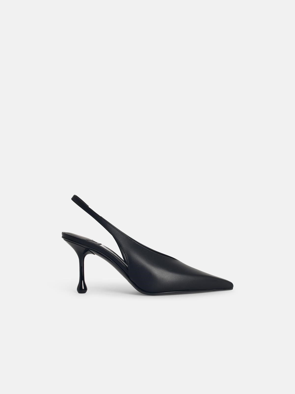 Jimmy Choo 'isa 80' Black Leather Slingbacks In Black