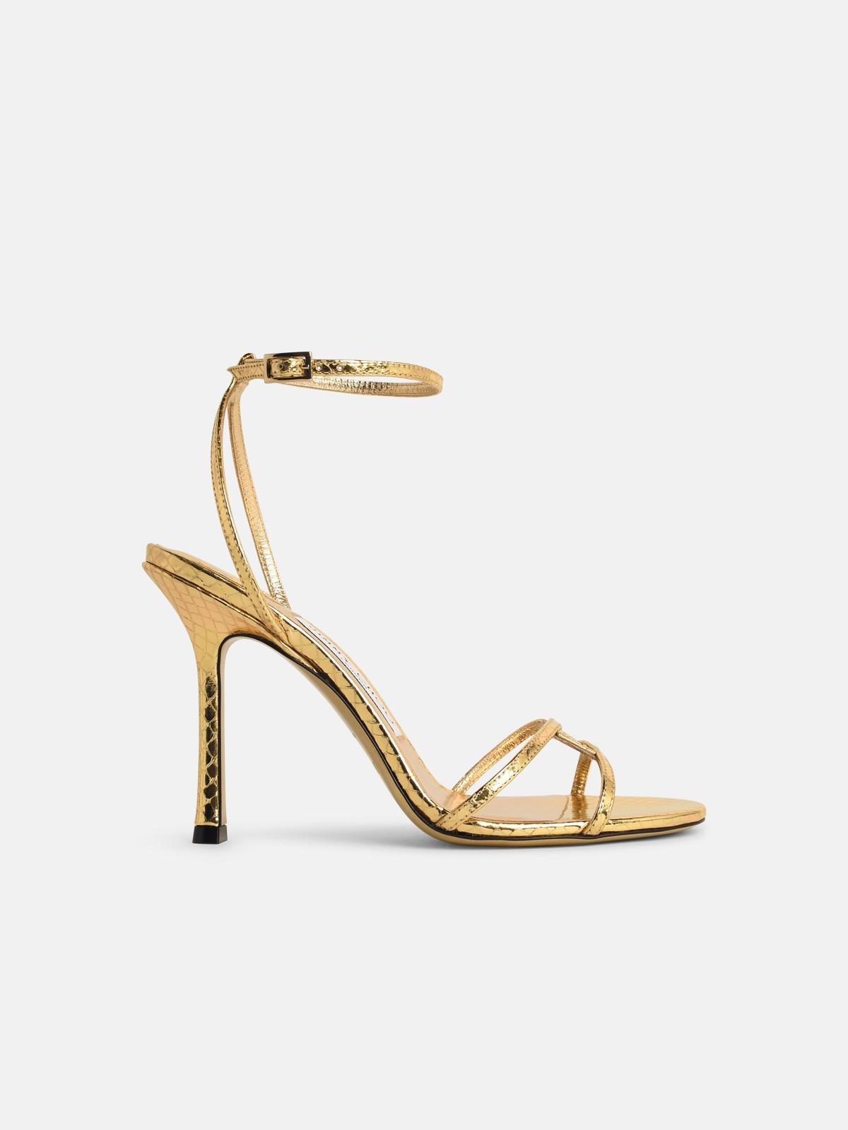 Jimmy Choo '1998 Leo 100' Gold Leather Sandals