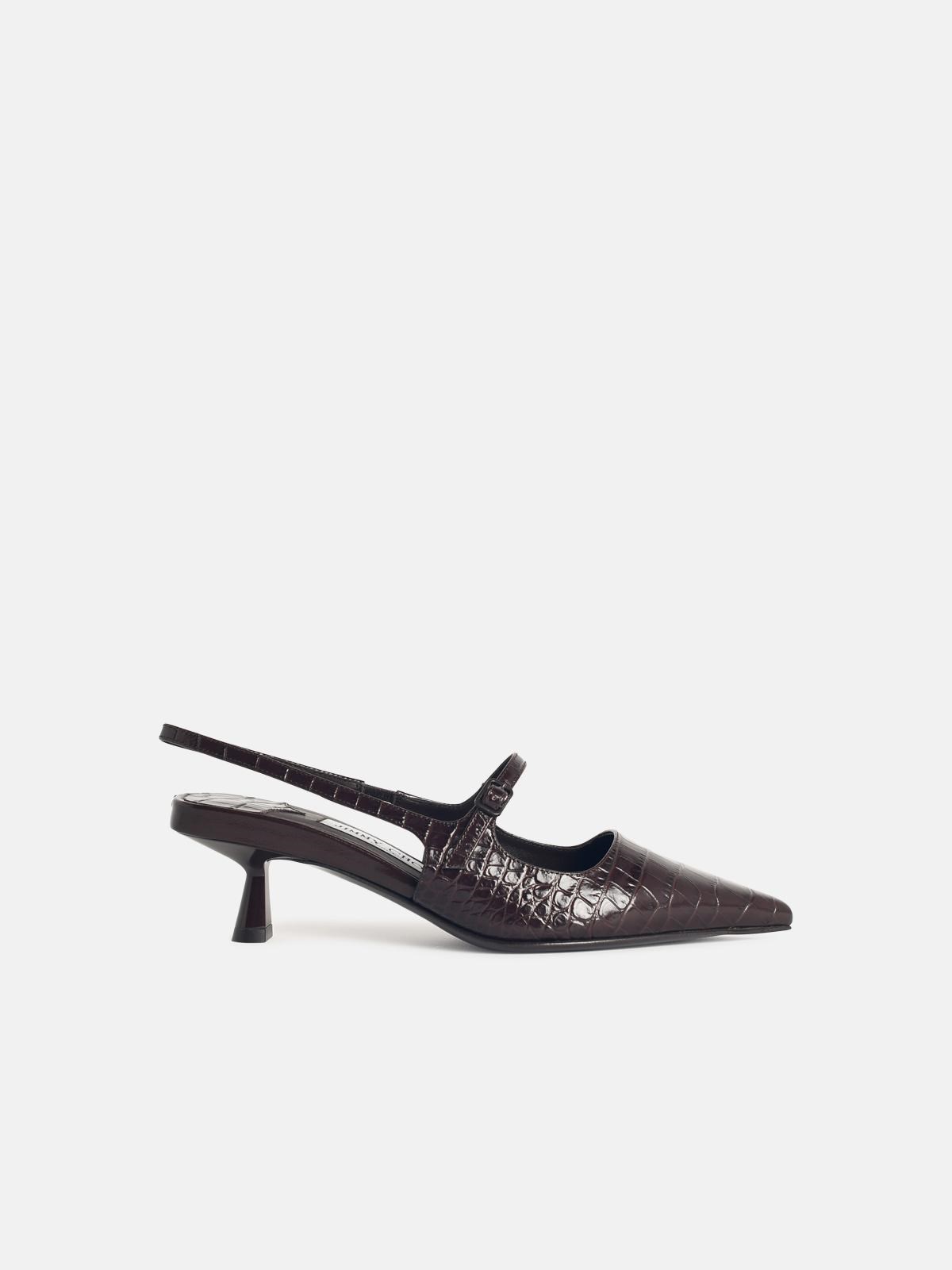 Jimmy Choo 'didi' Chocolate Leather Slingbacks In Brown
