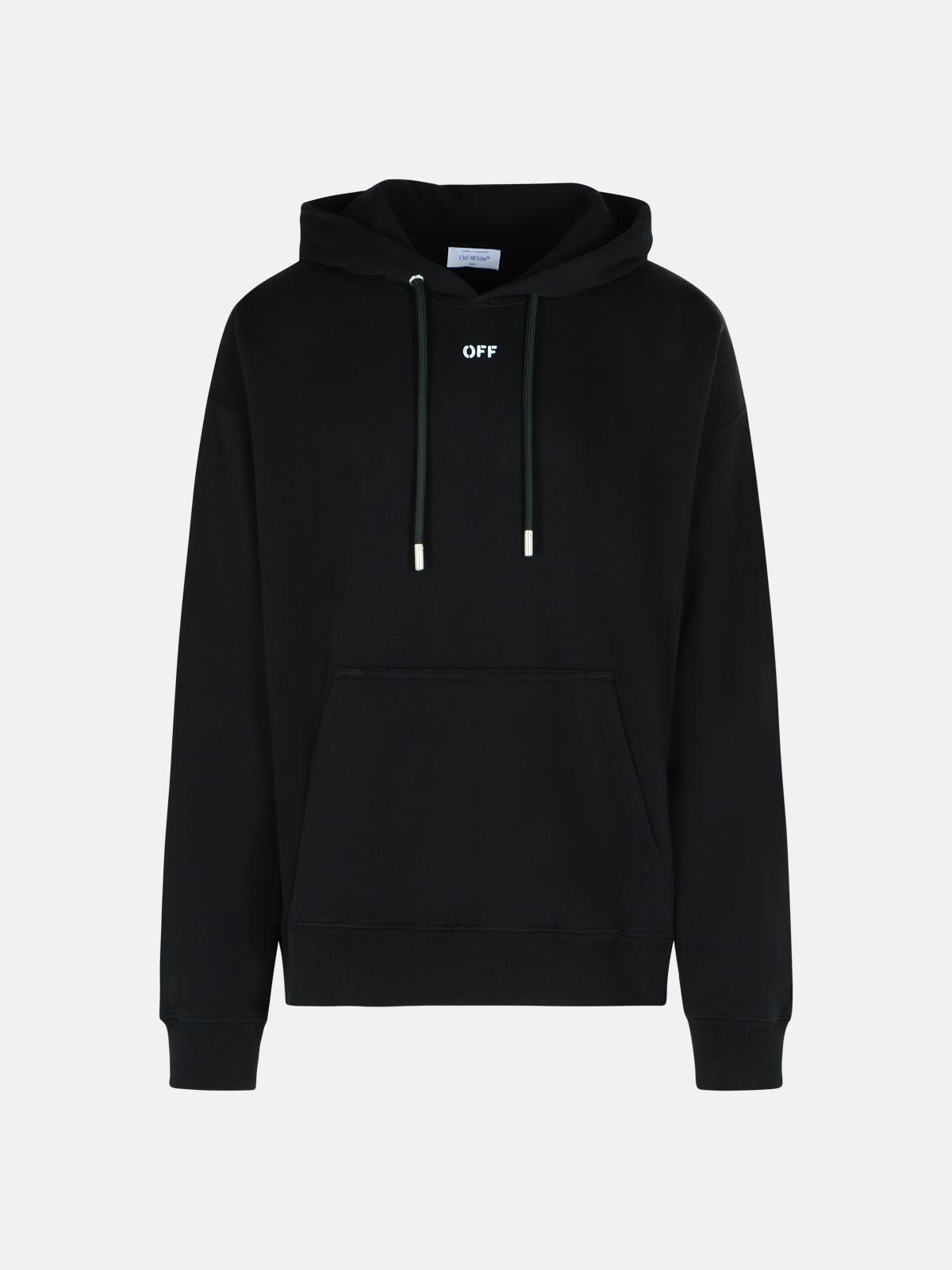 Off-white Hooded Sweater Kangaroo Pocket In Black