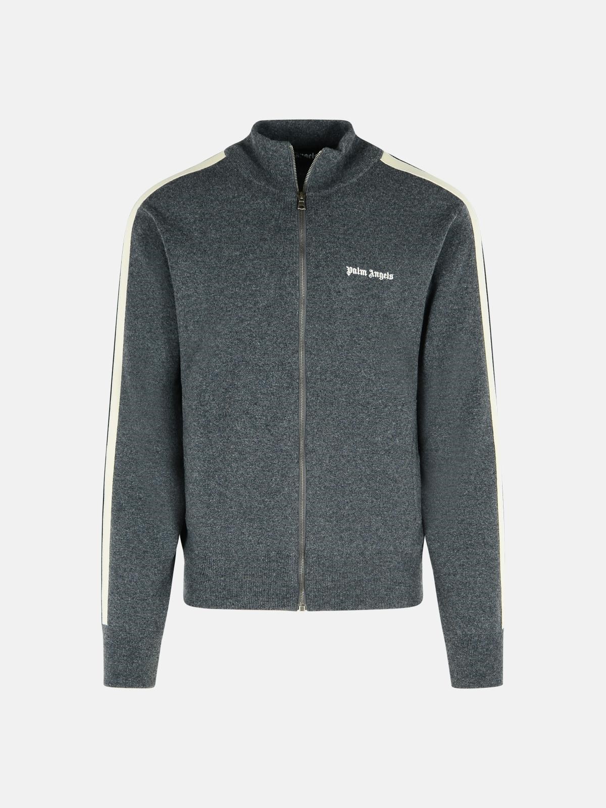 Palm Angels Grey Wool Blend Sweatshirt In Gray