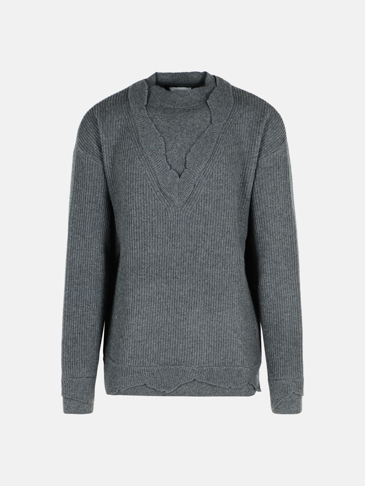 Laneus Grey Wool Blend Sweater In Gray