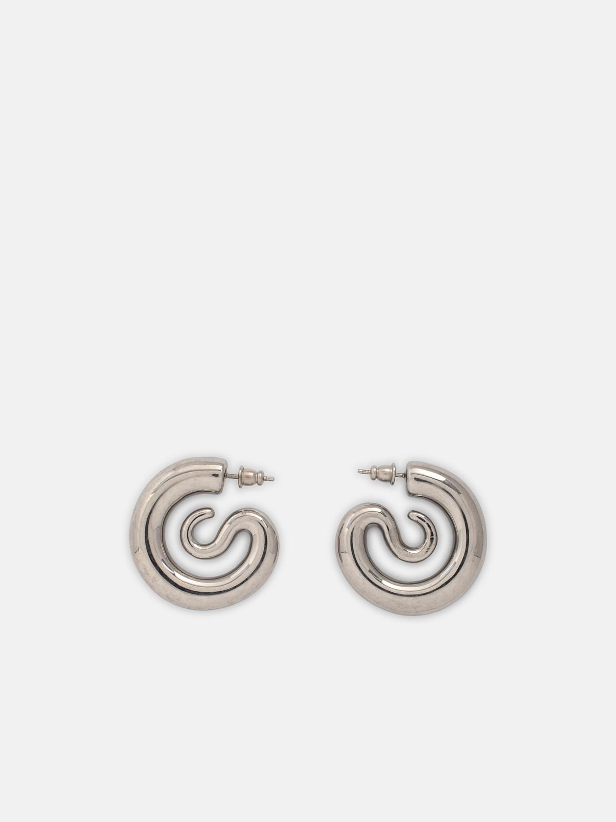 Panconesi Silver 'serpent Hoops Small' Earrings In Silver