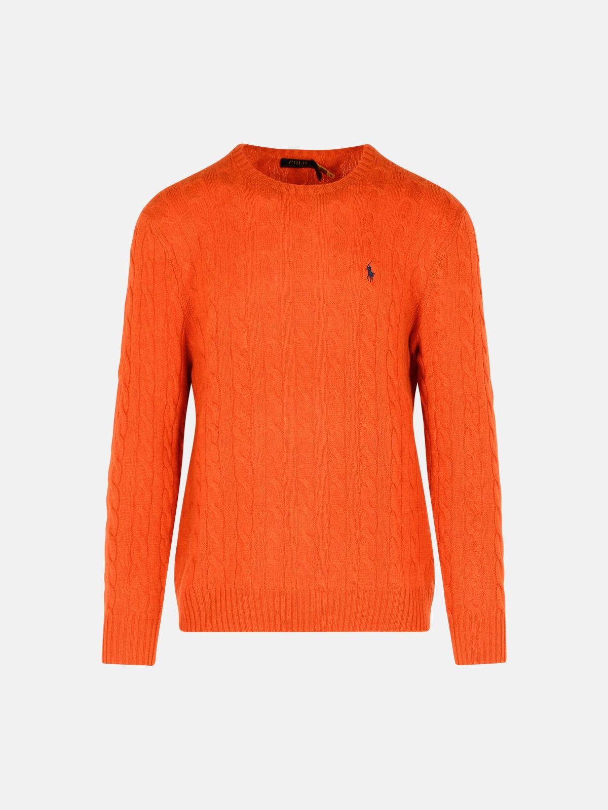 Polo Ralph Lauren Orange Wool And Cashmere Sweater In Orange