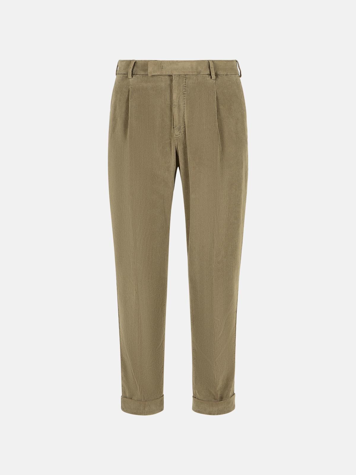 Pt Torino Beige Cotton Blend Trousers In Brown