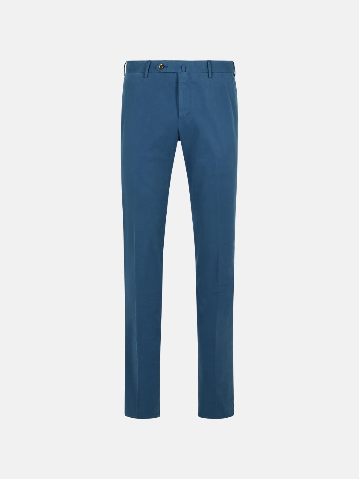 Pt Torino 'slim' Light Blue Stretch Cotton Pants In Blue