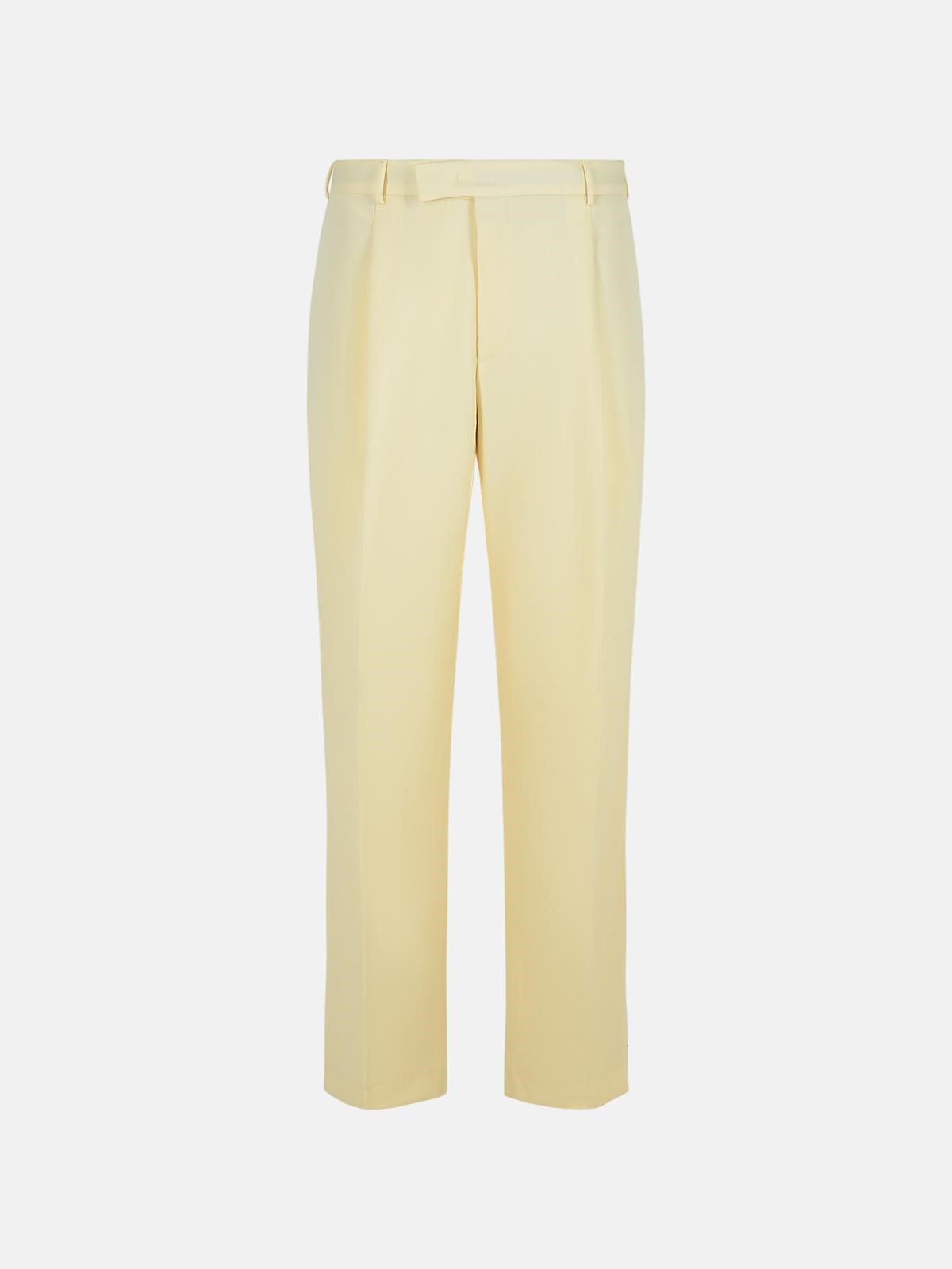 Pt Torino Ivory Virgin Wool Trousers In Sand