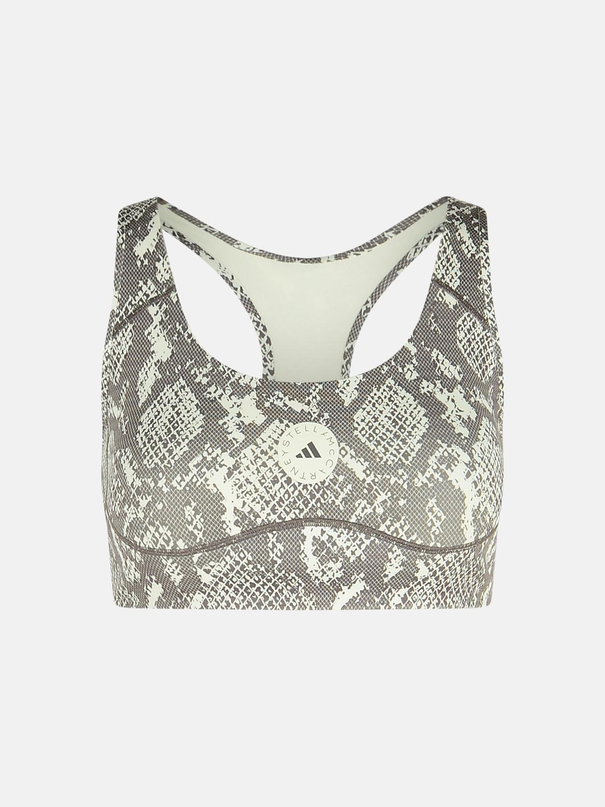 Adidas By Stella Mccartney Snake Print Polyester Blend Sporty Top In Multi