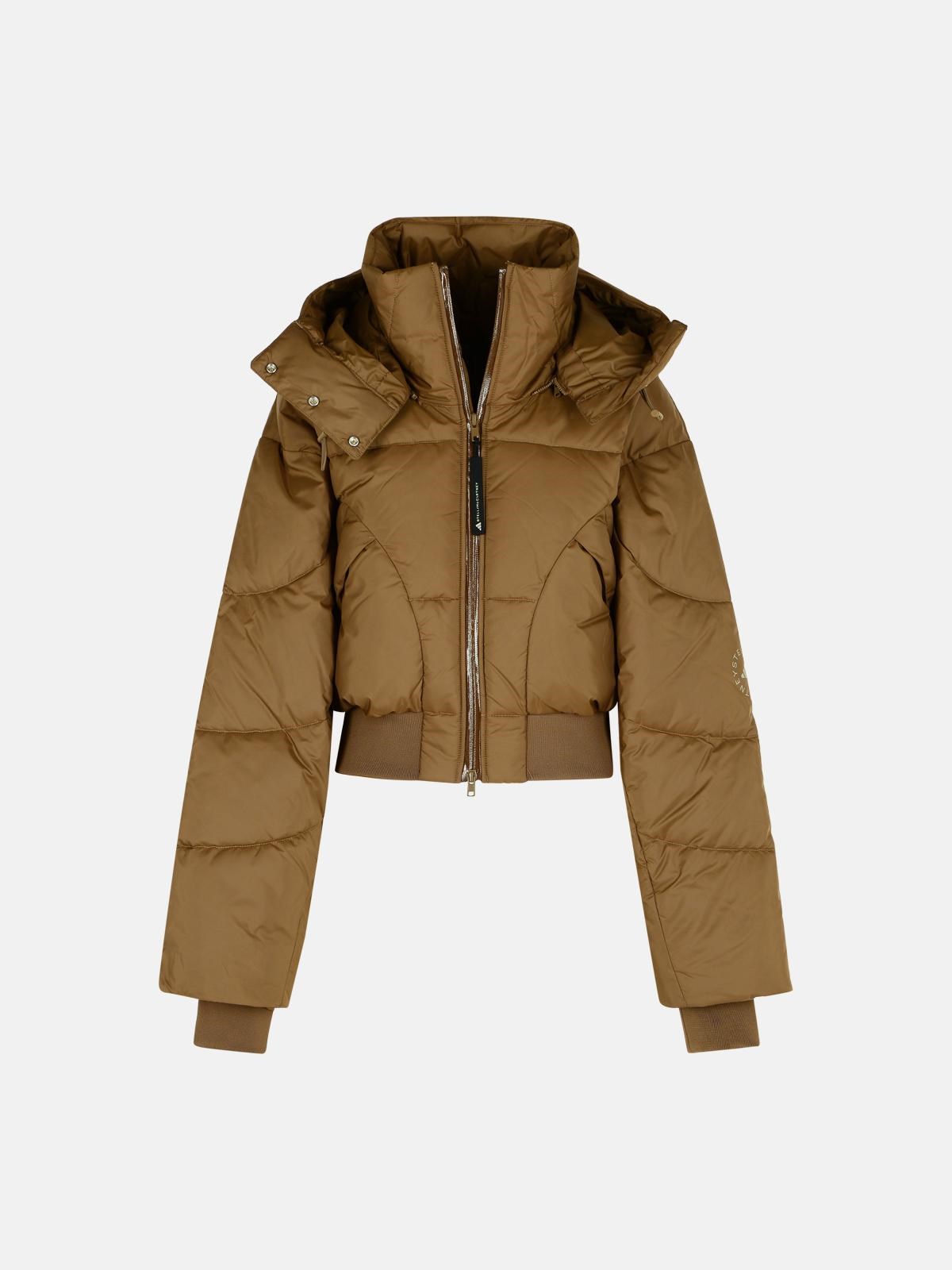 Adidas By Stella Mccartney Brown Polyester Bomber Jacket In Nude