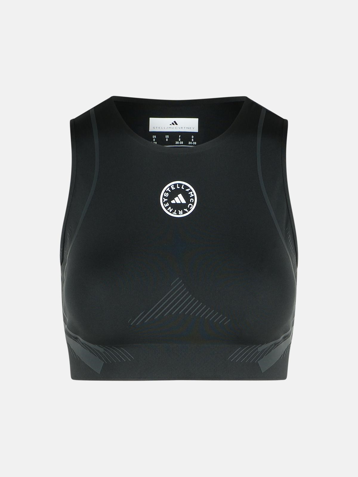 Adidas By Stella Mccartney Black Polyester Blend Crop Top In Black
