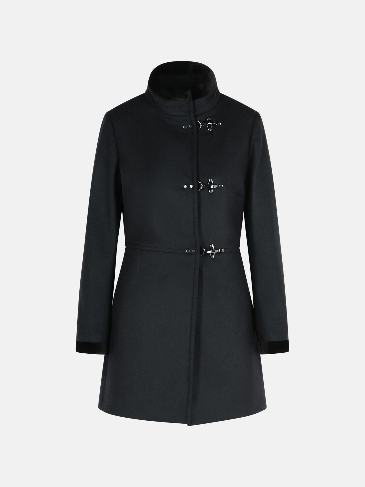 Fay Black Wool Blend Coat In Black