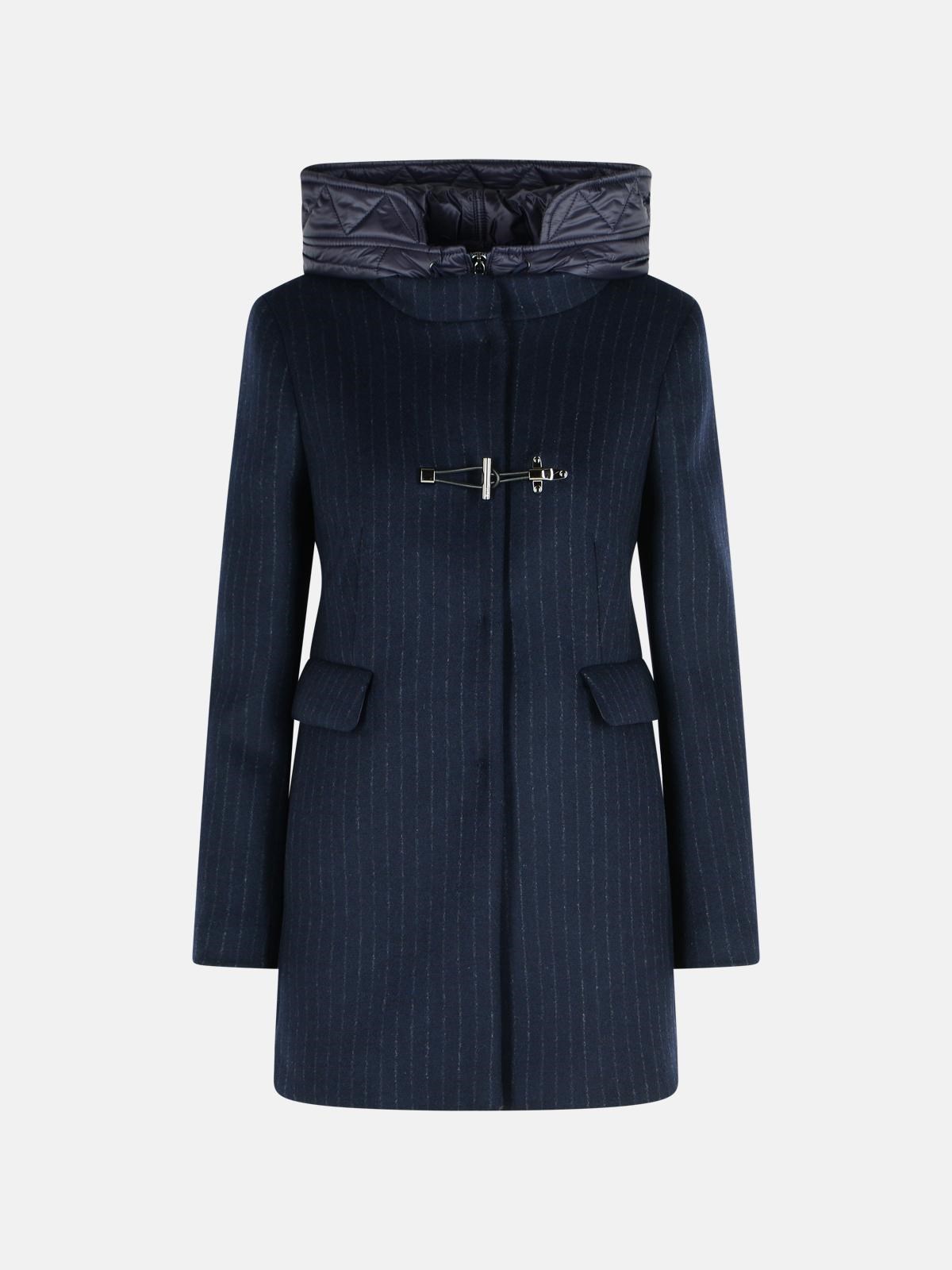 Fay Navy Wool Blend Coat In Blue