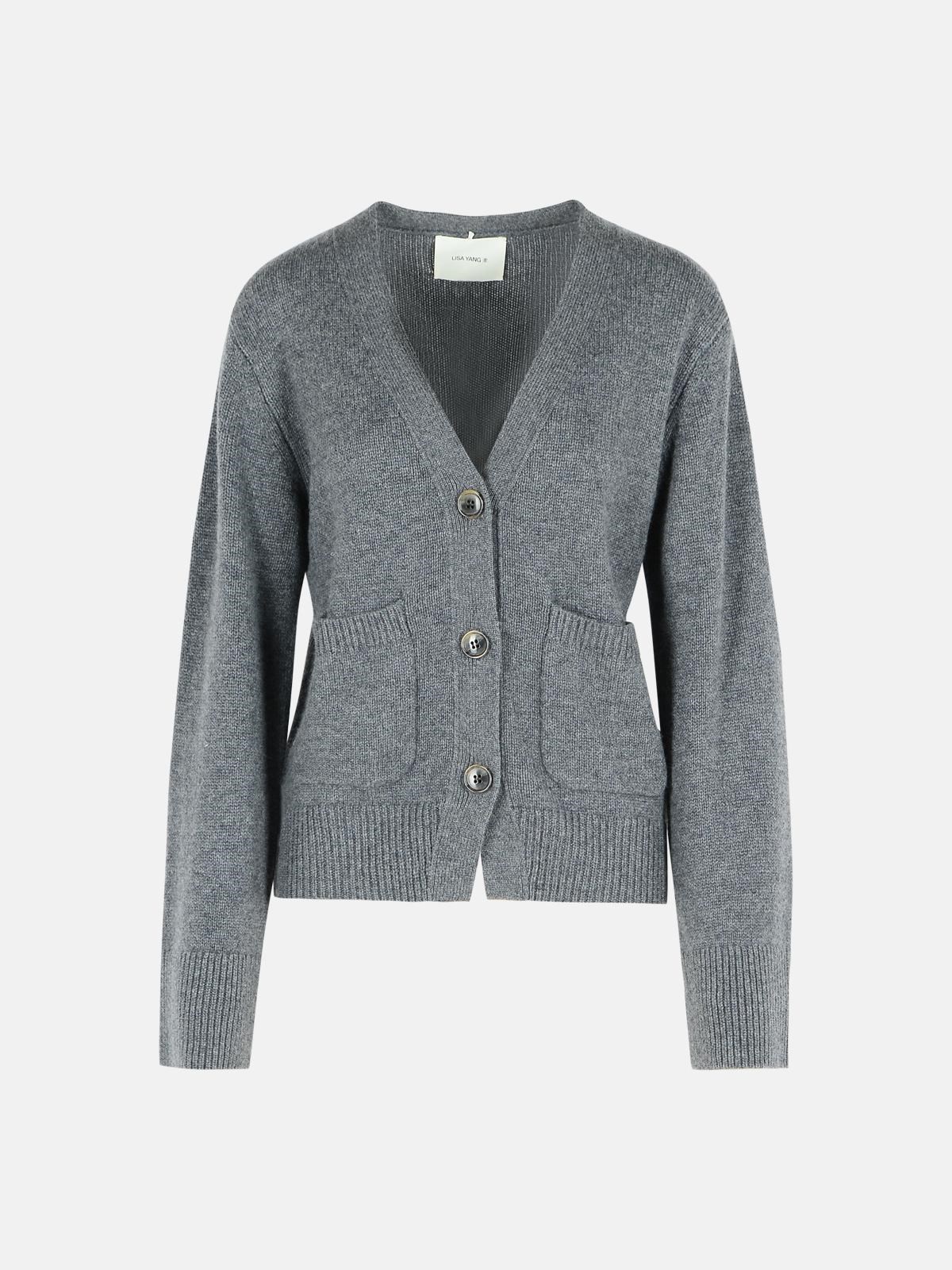 Lisa Yang 'danni' Graphite Cashmere Cardigan In Gray