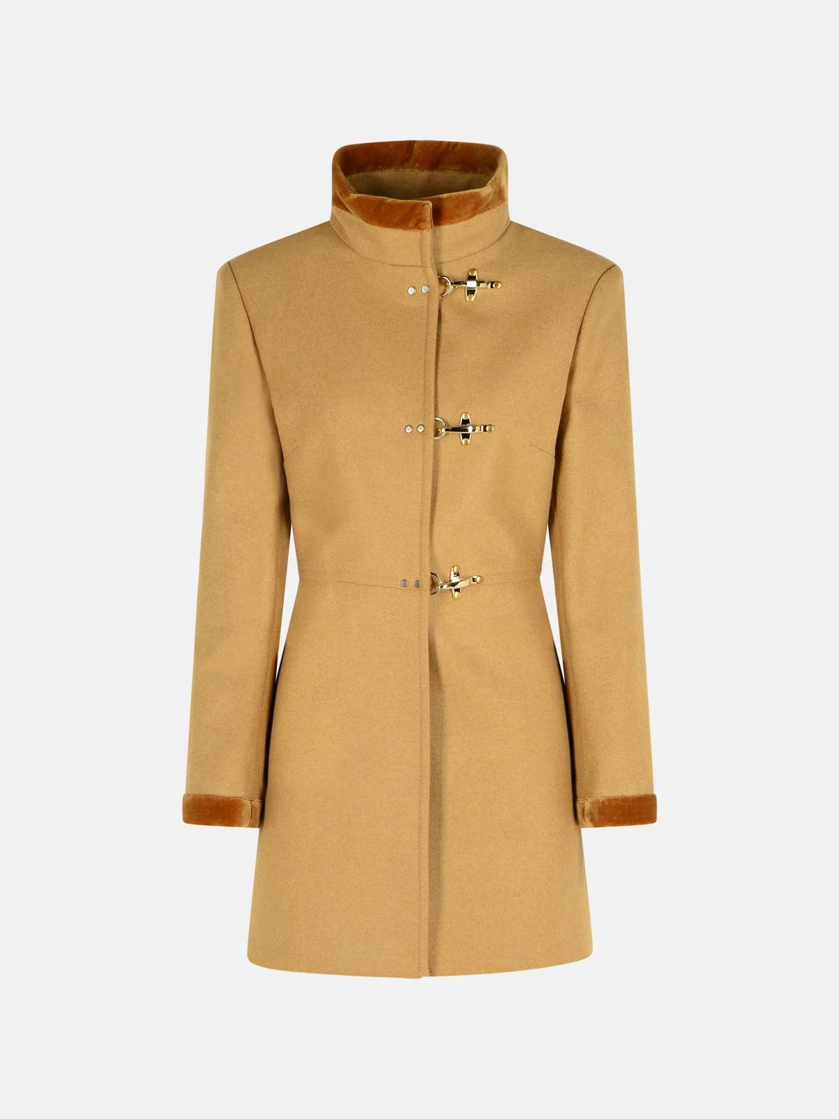 Fay Beige Wool Blend Coat In Sand