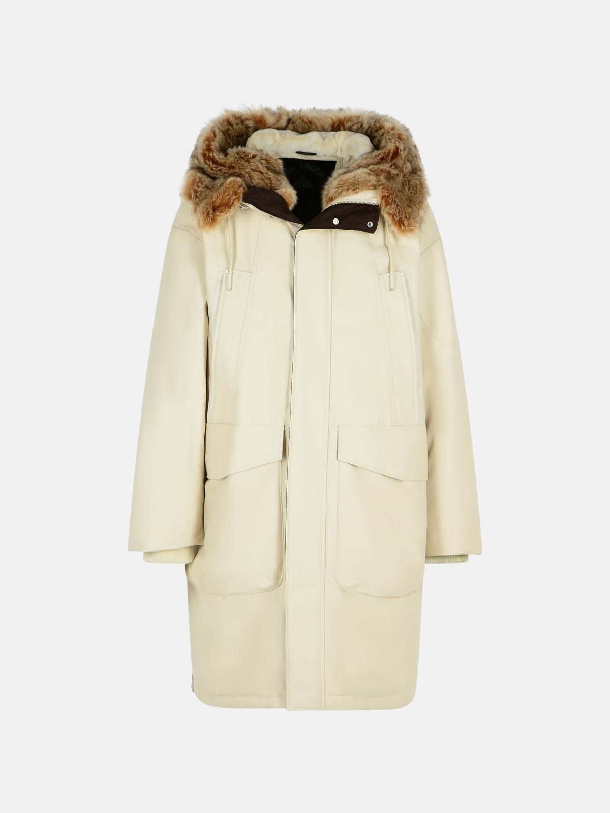Moose Knuckles 'dawson' Cream Cotton Blend Parka In White