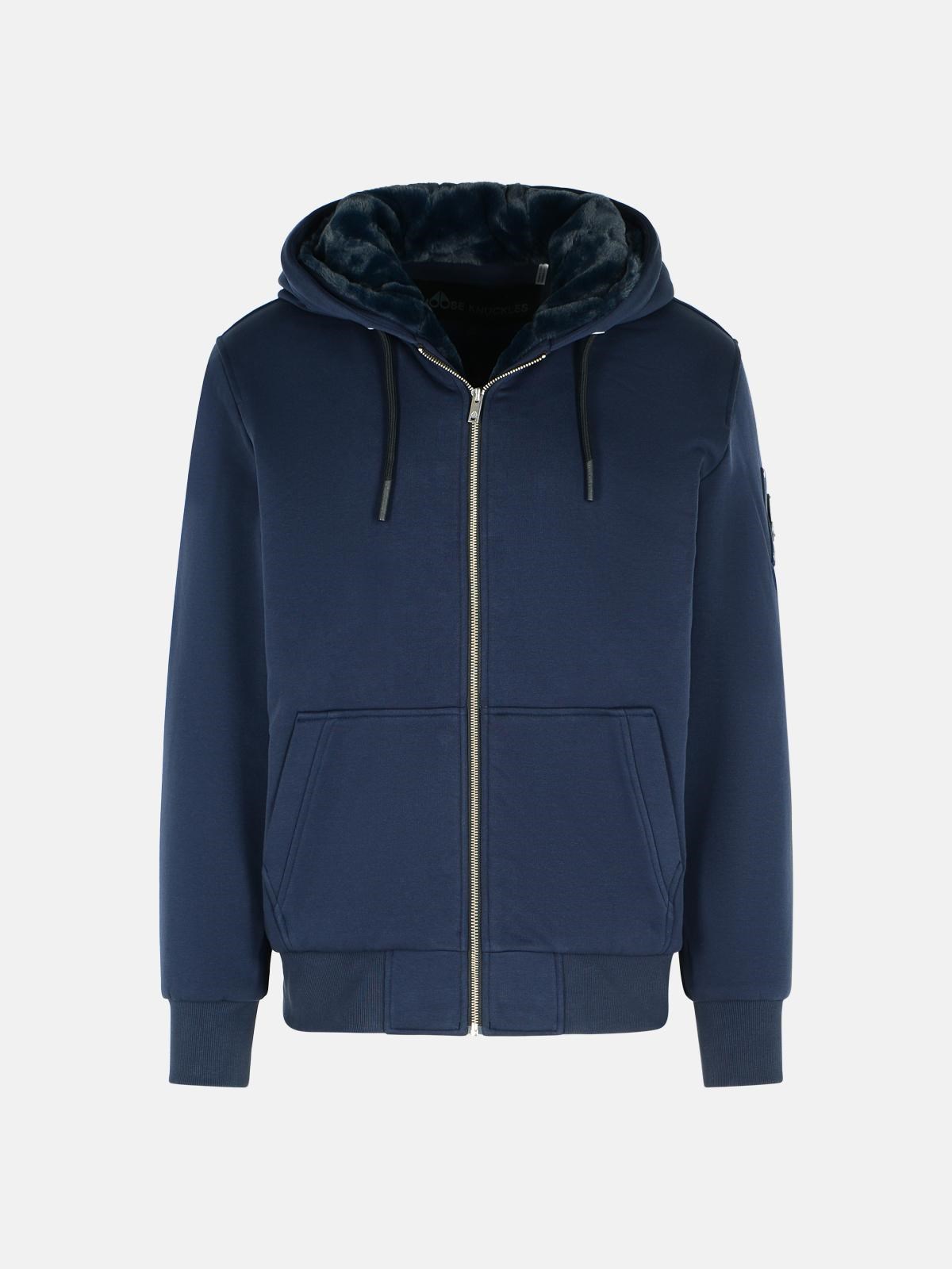 Moose Knuckles 'bunny' Navy Cotton Blend Sweatshirt In Blue