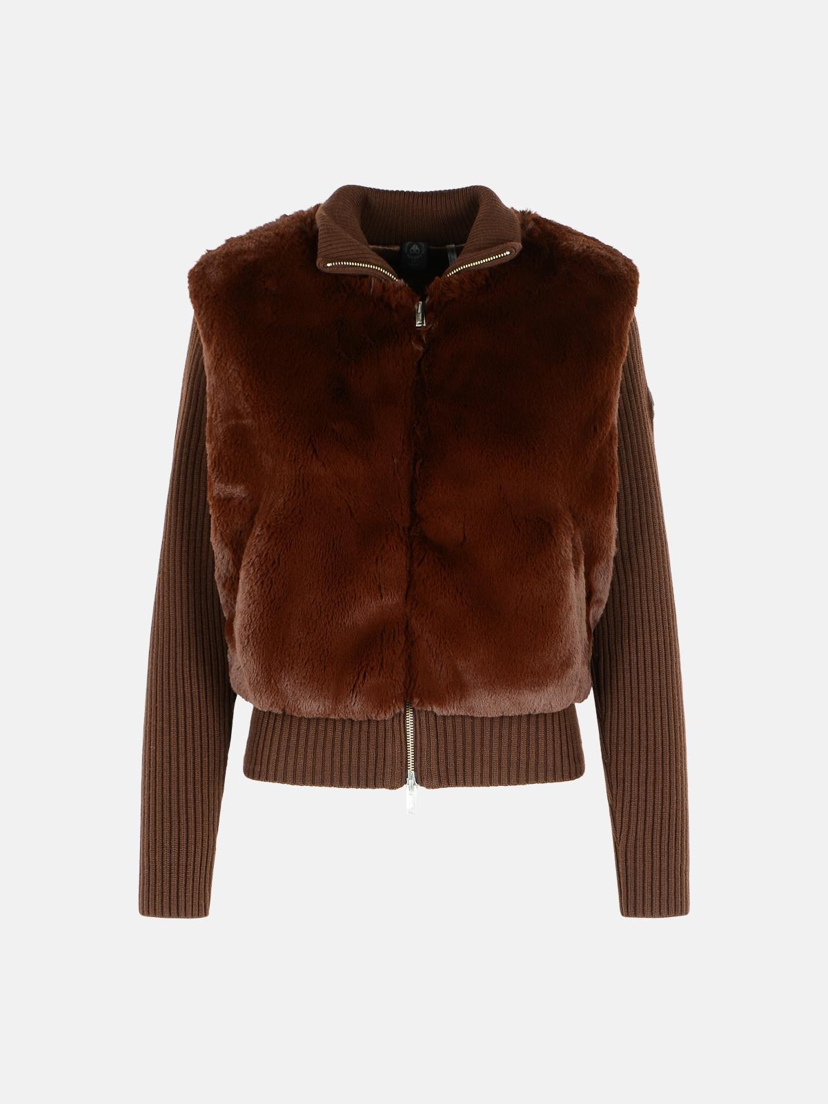 Moose Knuckles Caffè Faux Fur Jacket In Brown