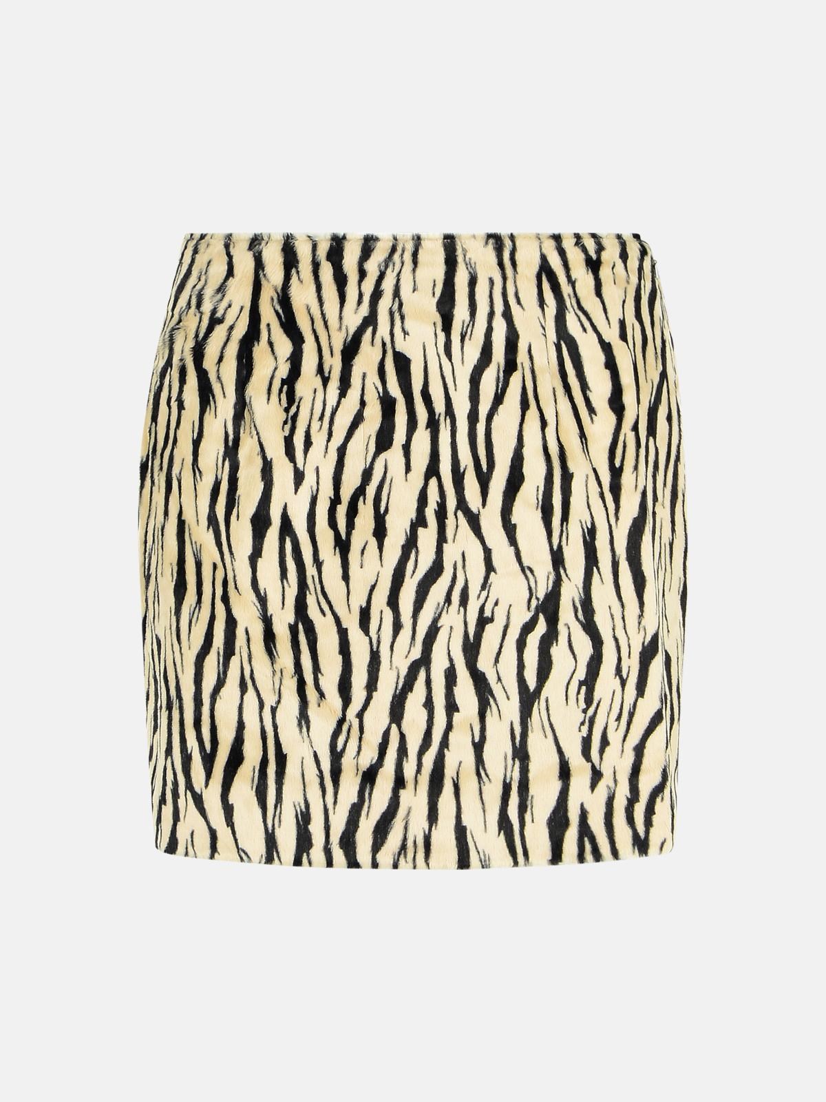 ROTATE Printed Faux Fur Skirt