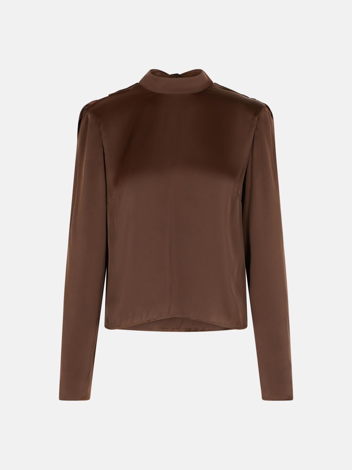 Rotate Birger Christensen 'bowina' Brown Polyester Blouse In Brown