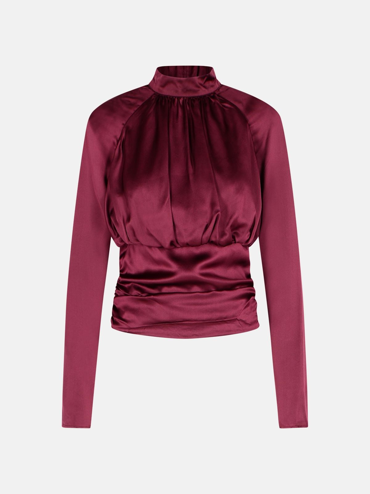 Rotate Birger Christensen 'kala' Burgundy Silk Blouse In Burgundy