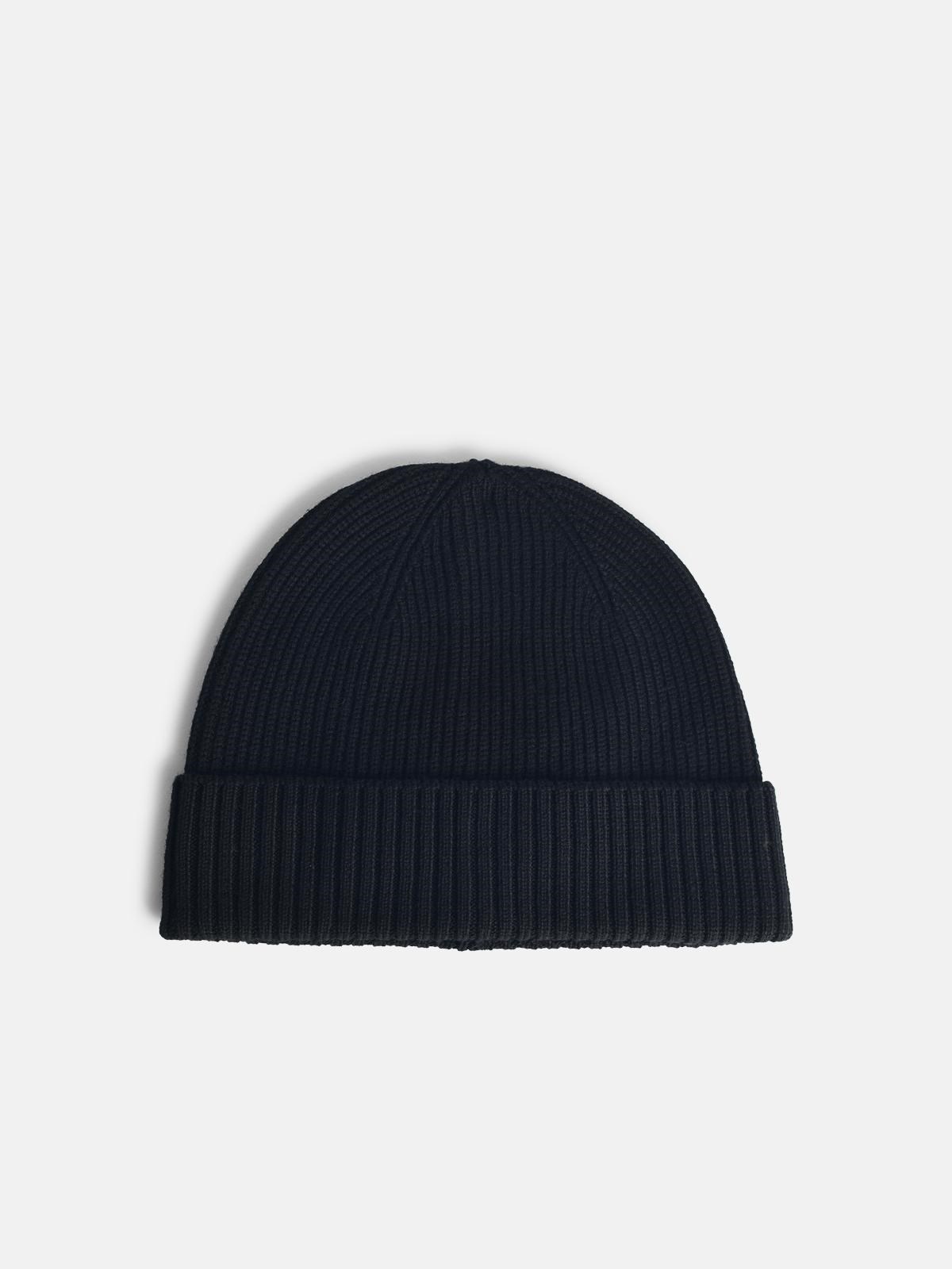 Seven Gauge Black Wool Beanie In Black