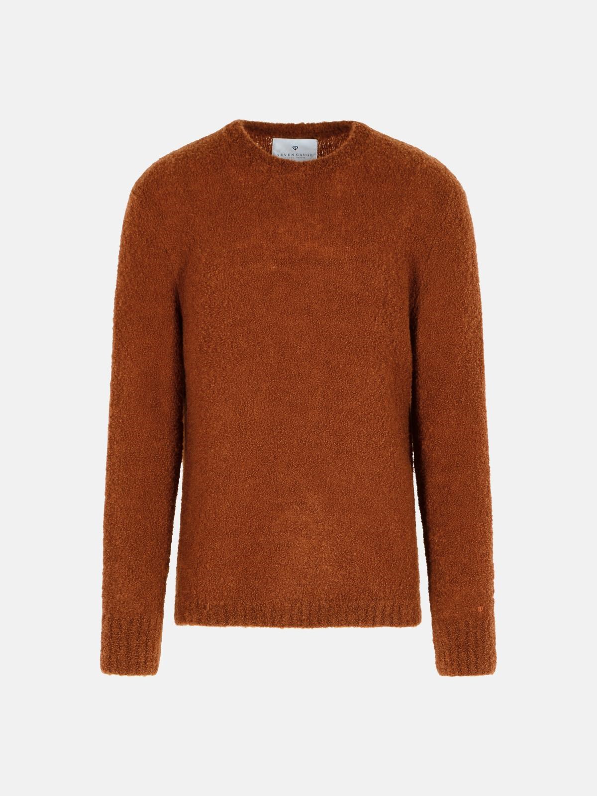 Seven Gauge Brown Virgin Wool Blend Sweater In Brown