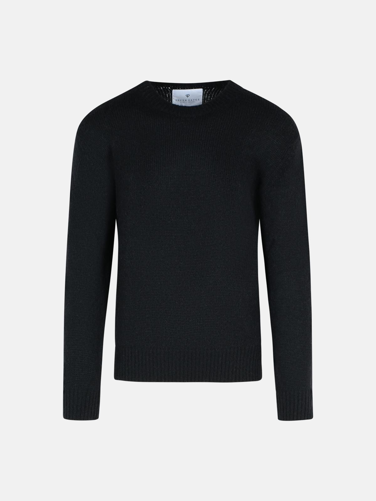 Seven Gauge Black Alpaca Blend Sweater In Black