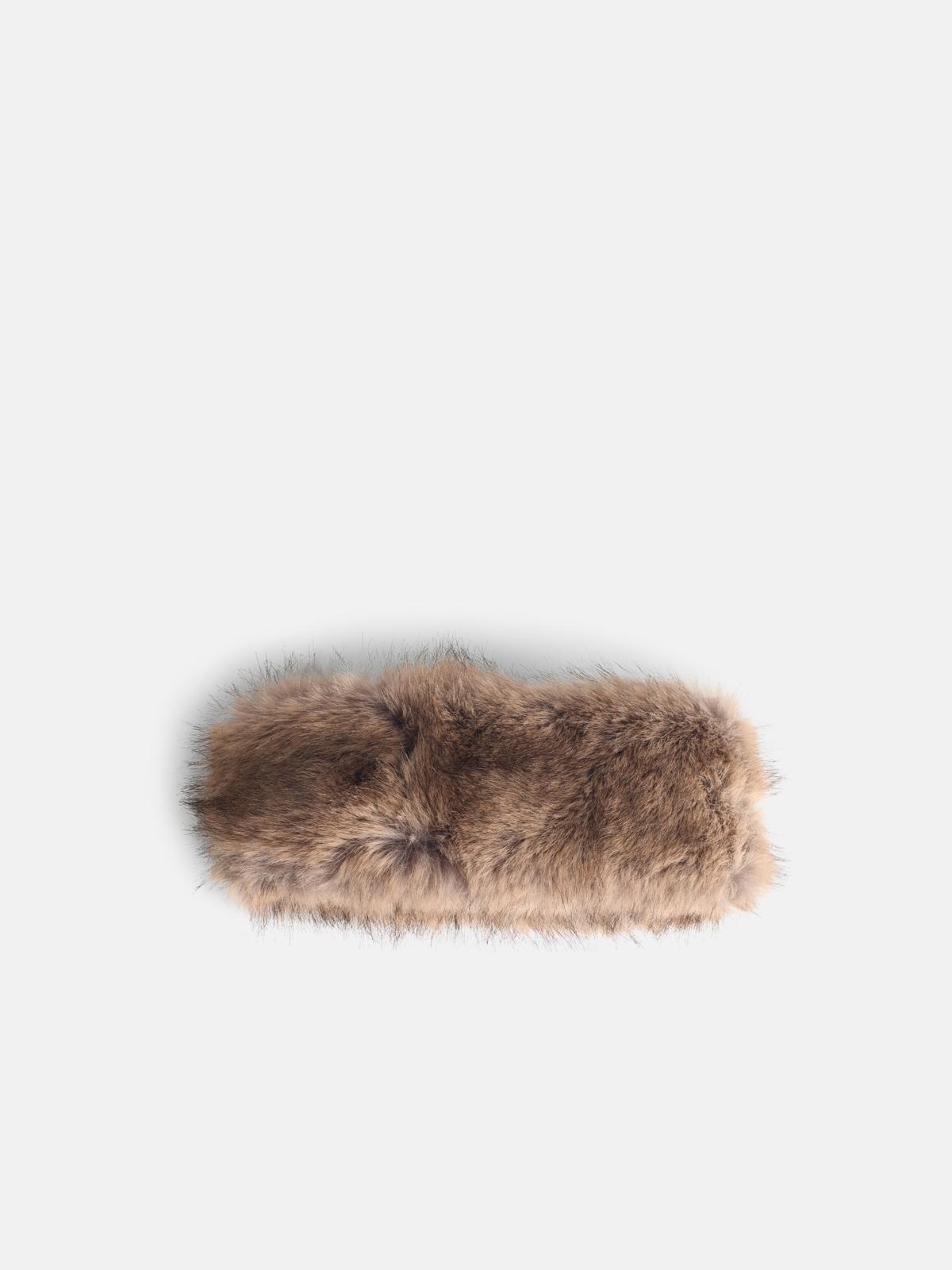 Stand Studio 'zephyra' Beige Faux Fur Band In Sand