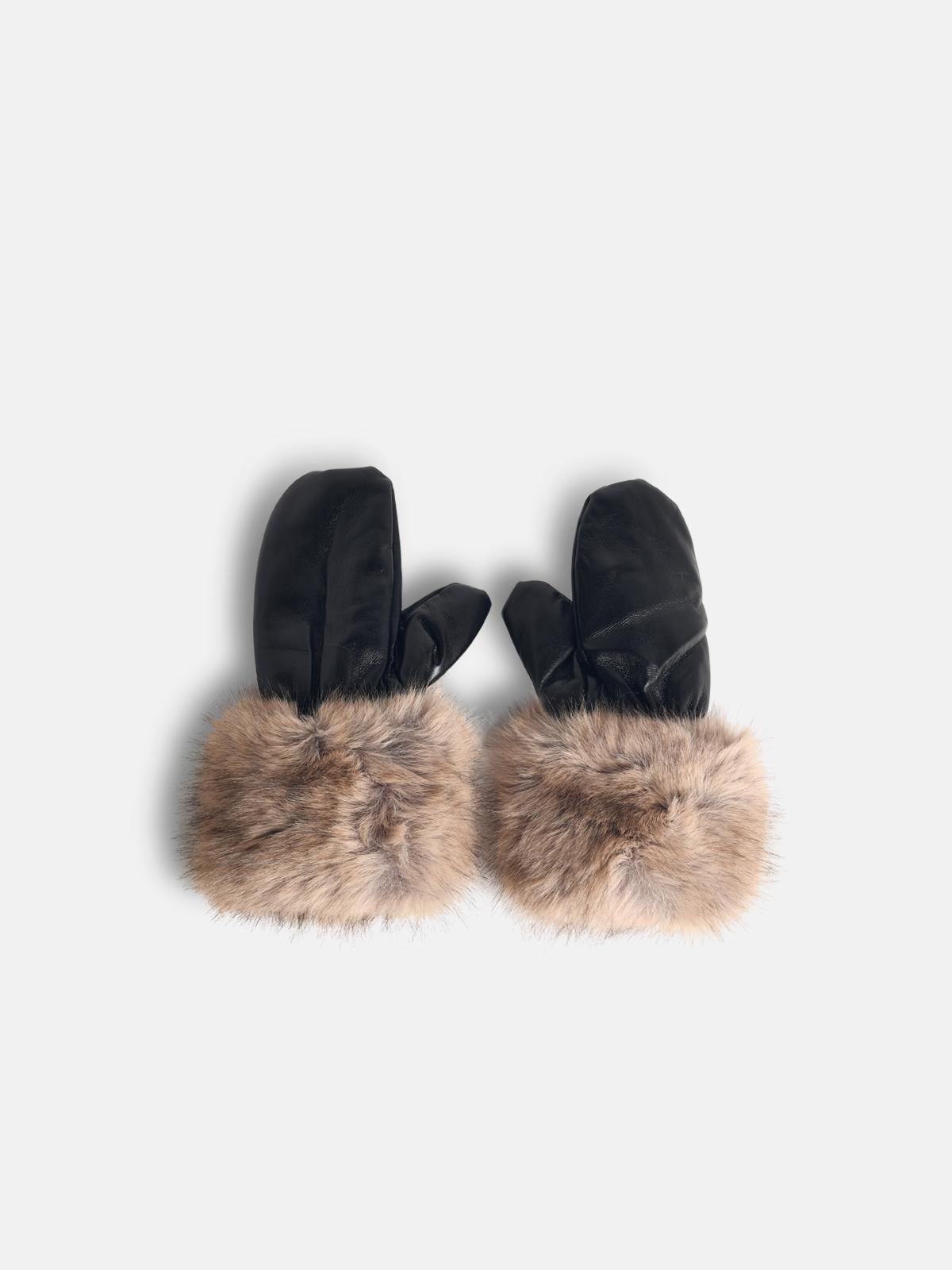 Stand Studio 'jane' Black Faux Leather Gloves In Black