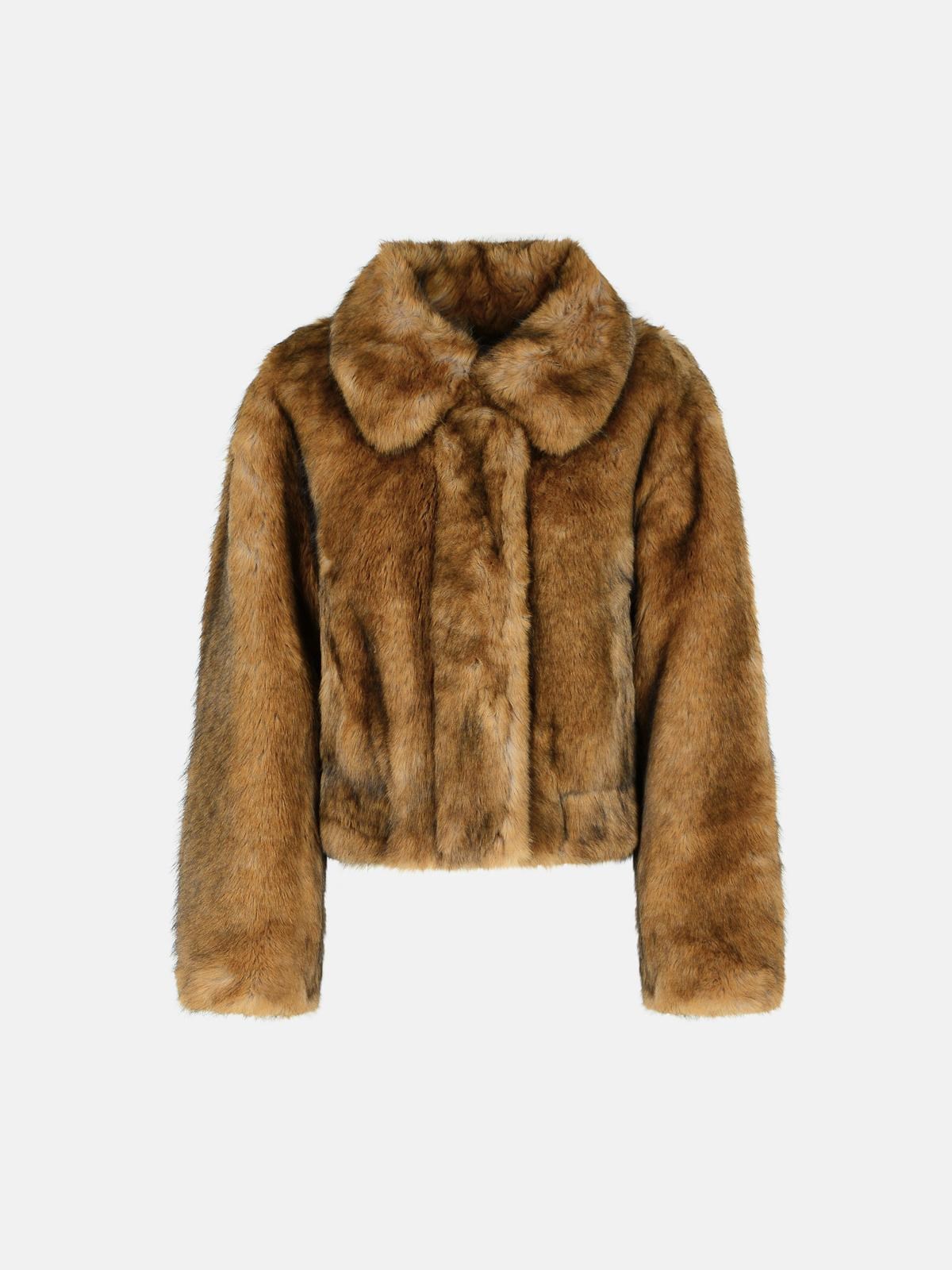 Stand Studio 'lena' Brown Faux Fur Jacket In Brown