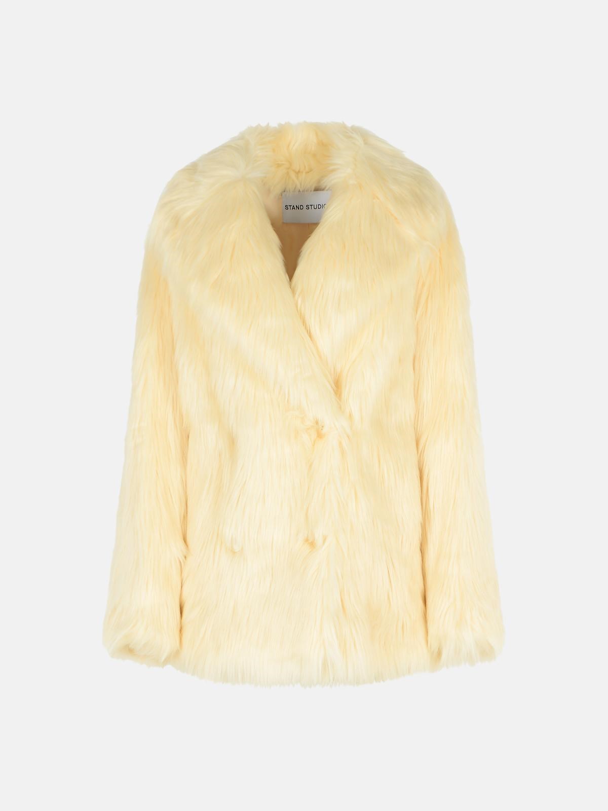 Stand Studio 'katalina' White Faux Fur Coat In White
