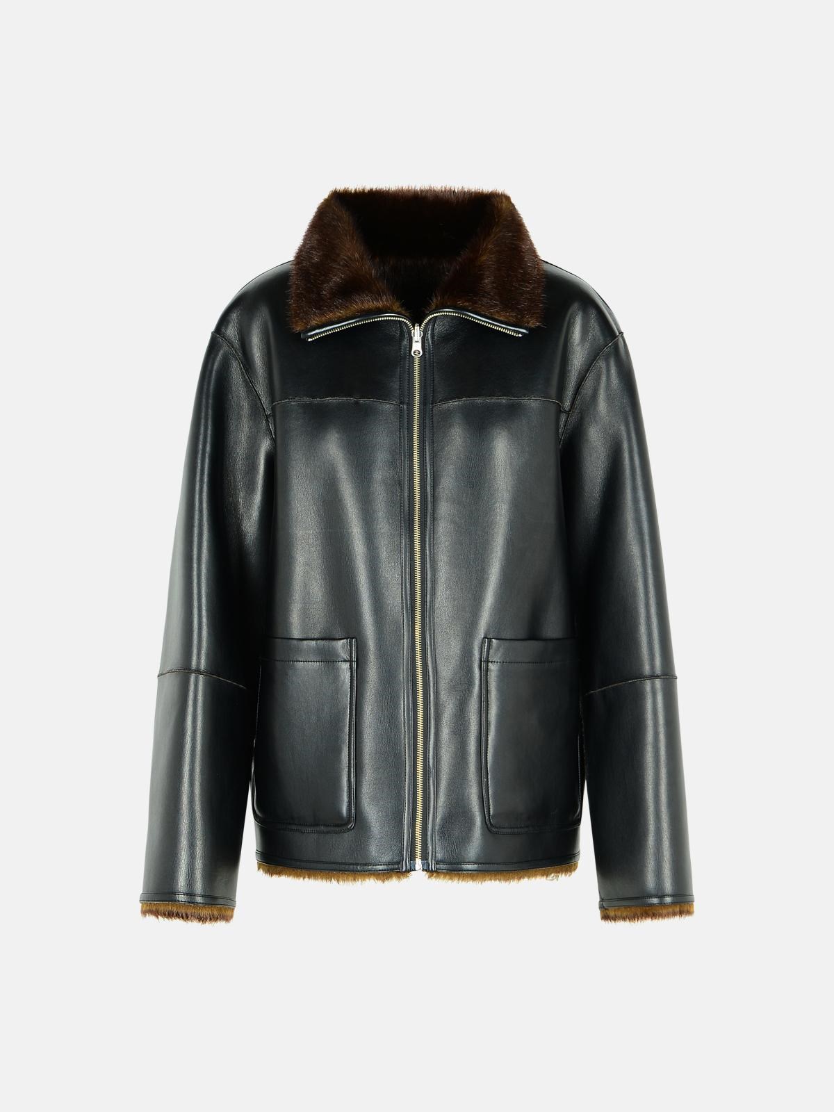 Stand Studio 'brella' Reversible Black Faux Leather Jacket In Black