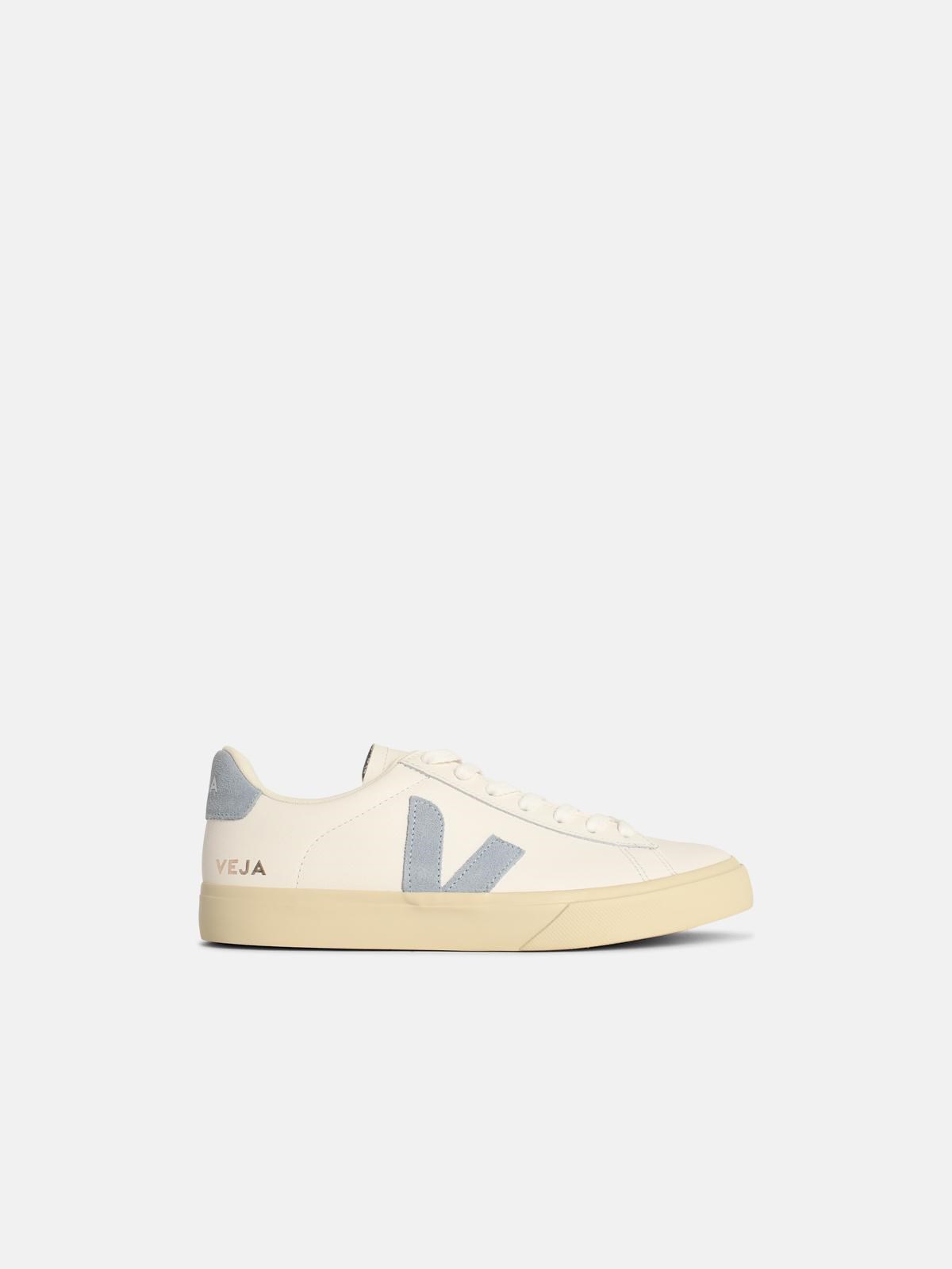 Veja 'campo' White And Light Blue Leather Sneakers In White