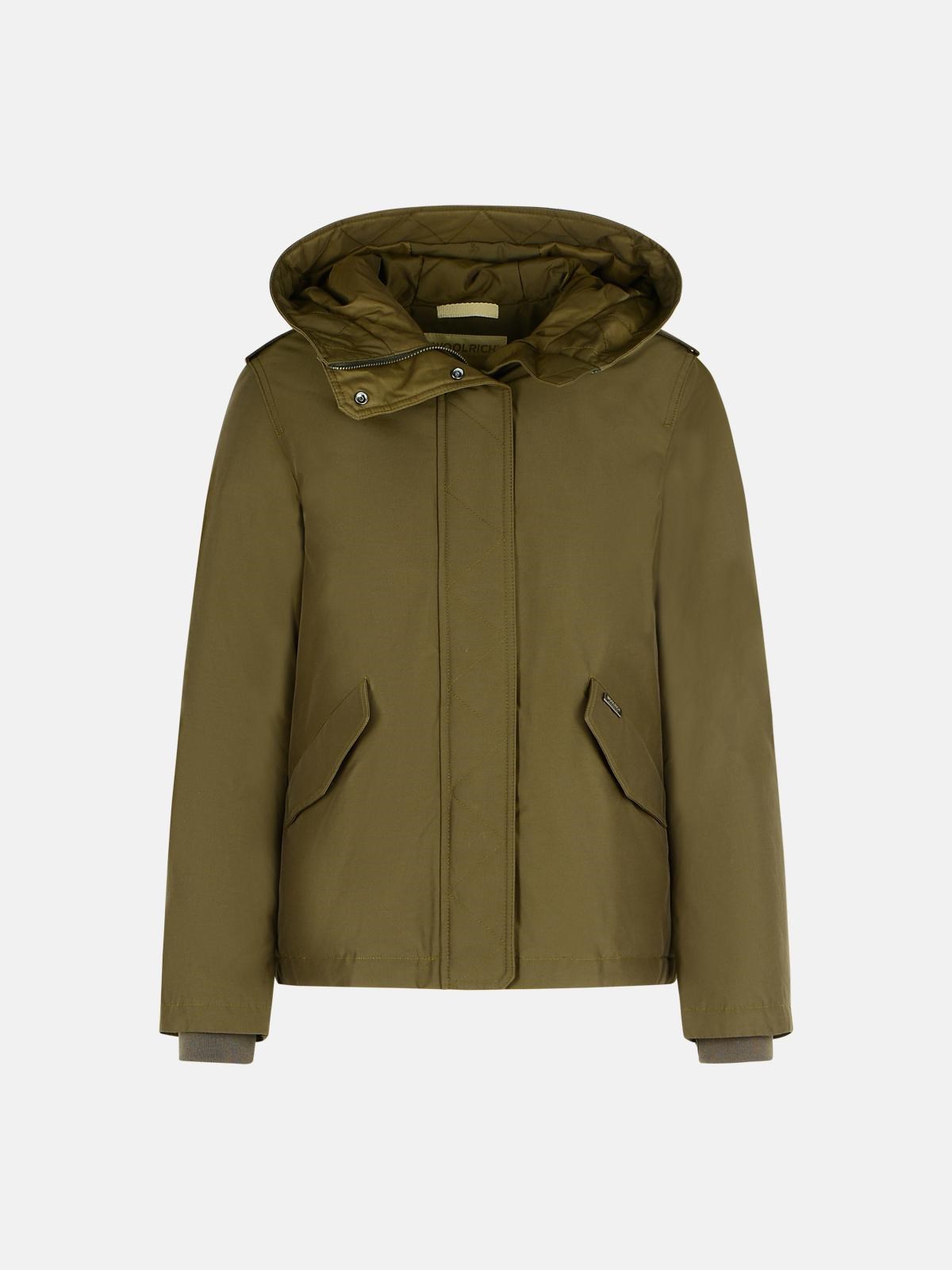 Woolrich 'military' Padded 'ramar Cloth' Green Hooded Jacket In Green