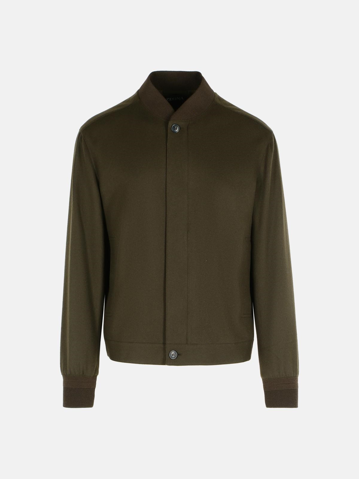 Zegna Chocolate Cashmere Bomber Jacket In Brown