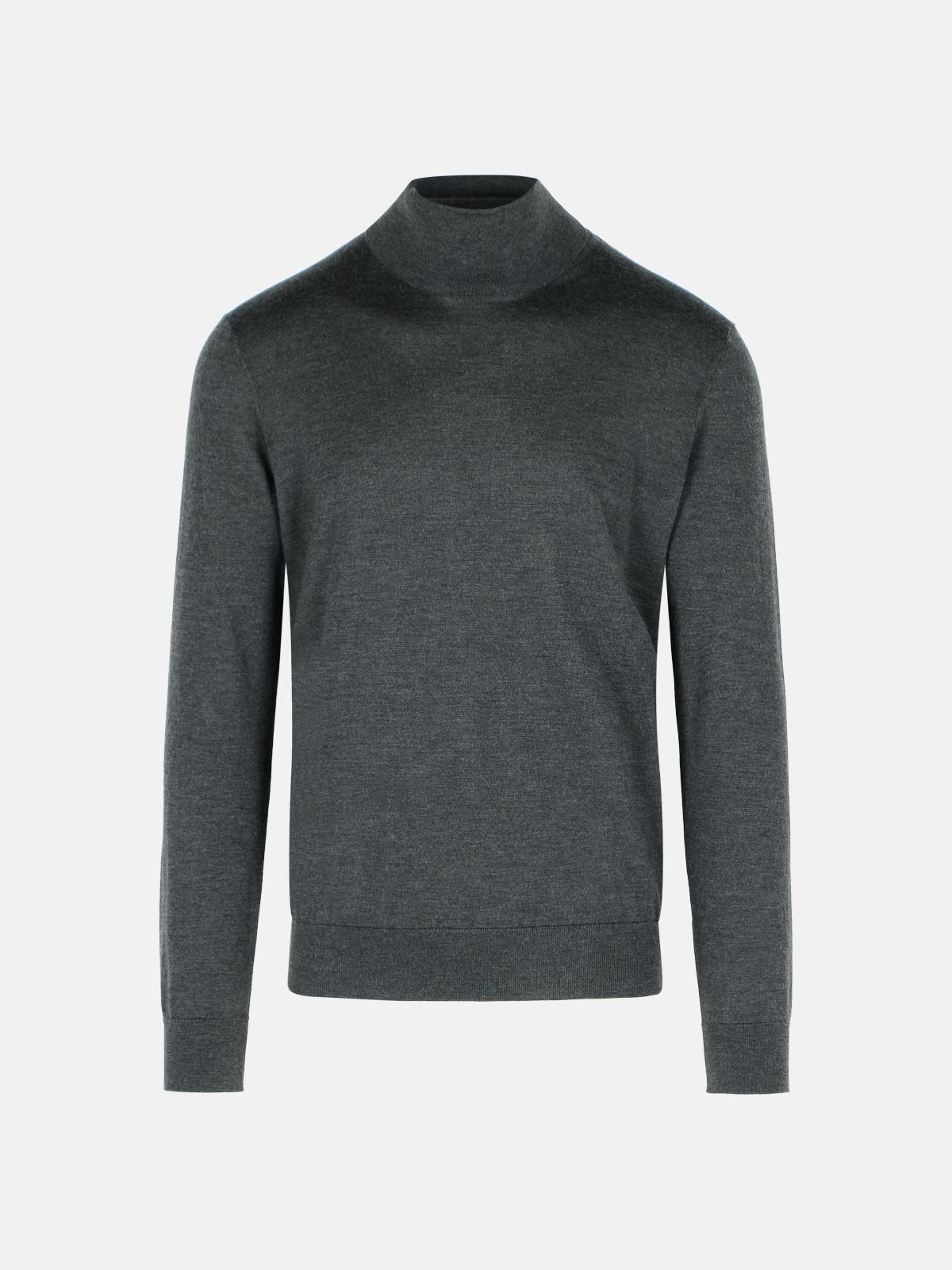 Zegna Cashmere Silk Turtleneck Knit Sweater In Gray