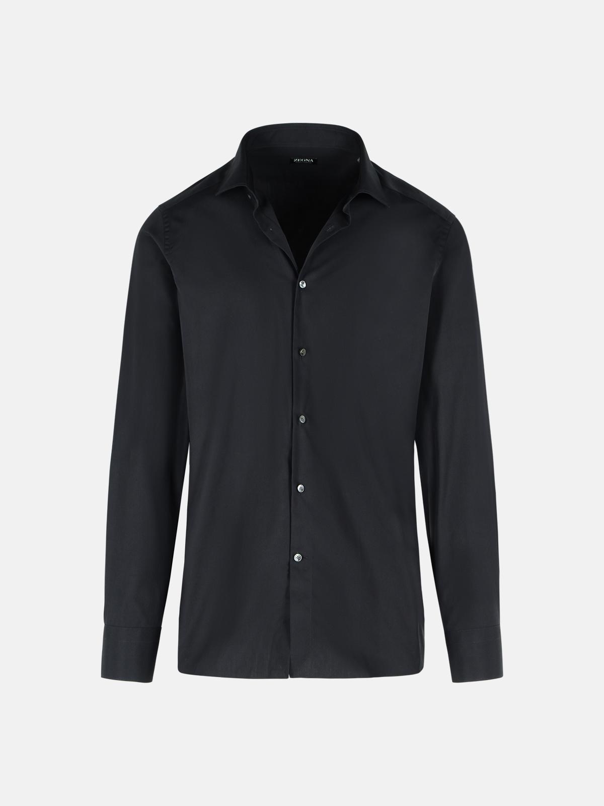 ZEGNA 'Trofeo' Black Cotton Shirt　ZEGNA 'Trofeo' ブラック コットン シャツ ZEGNA