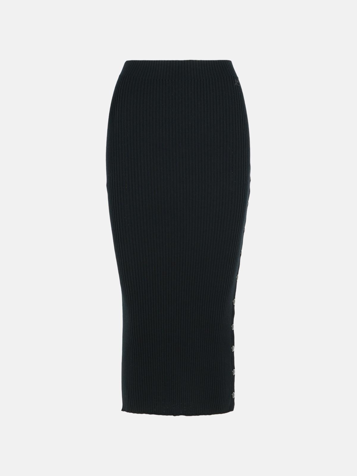 Courrèges Black Merino Wool Blend Skirt In Black