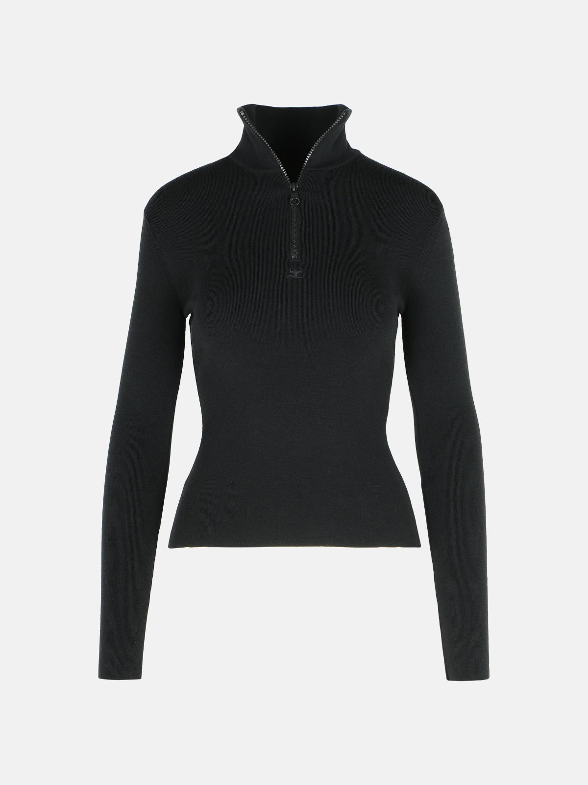 COURREGES Black Merino Wool Sweater　COURREGES ブラック メリノ ウール セーター COURREGES