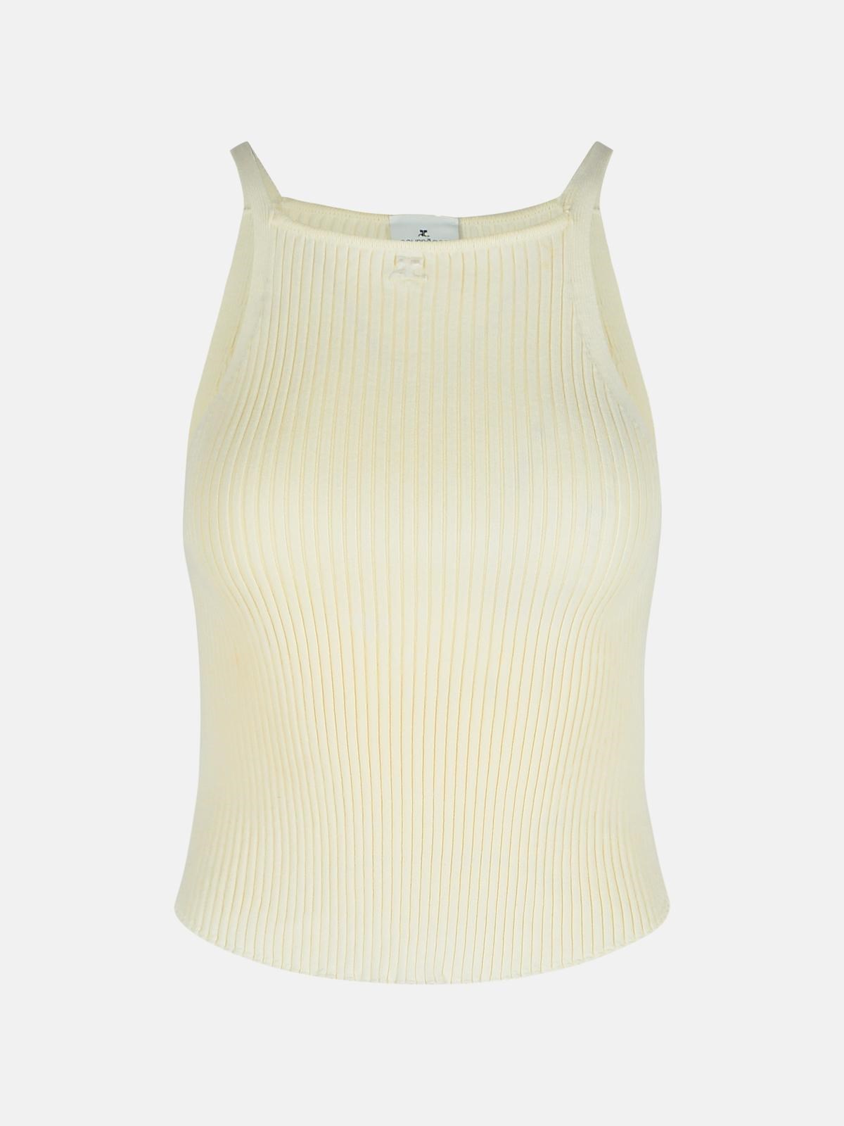 COURREGES Ivory Viscose Blend Top　COURREGES アイボリー ビスコース ブレンド トップ COURREGES