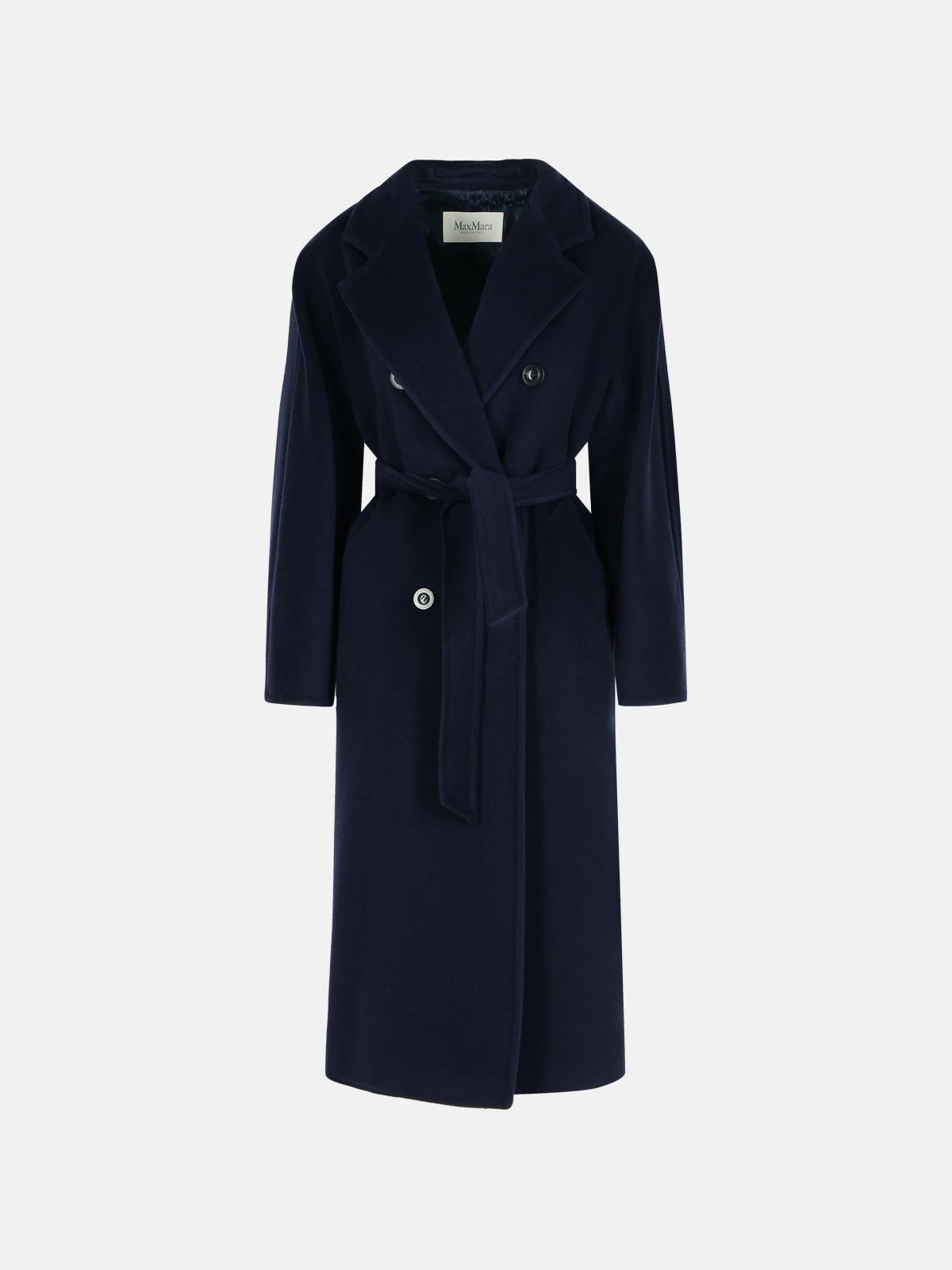 Max Mara 'madame' Virgin Wool And Blue Cashmere Coat In Blue