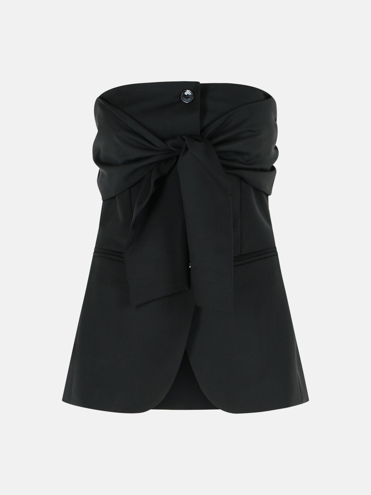 Max Mara 'veruska' Black Virgin Wool Bustier Top