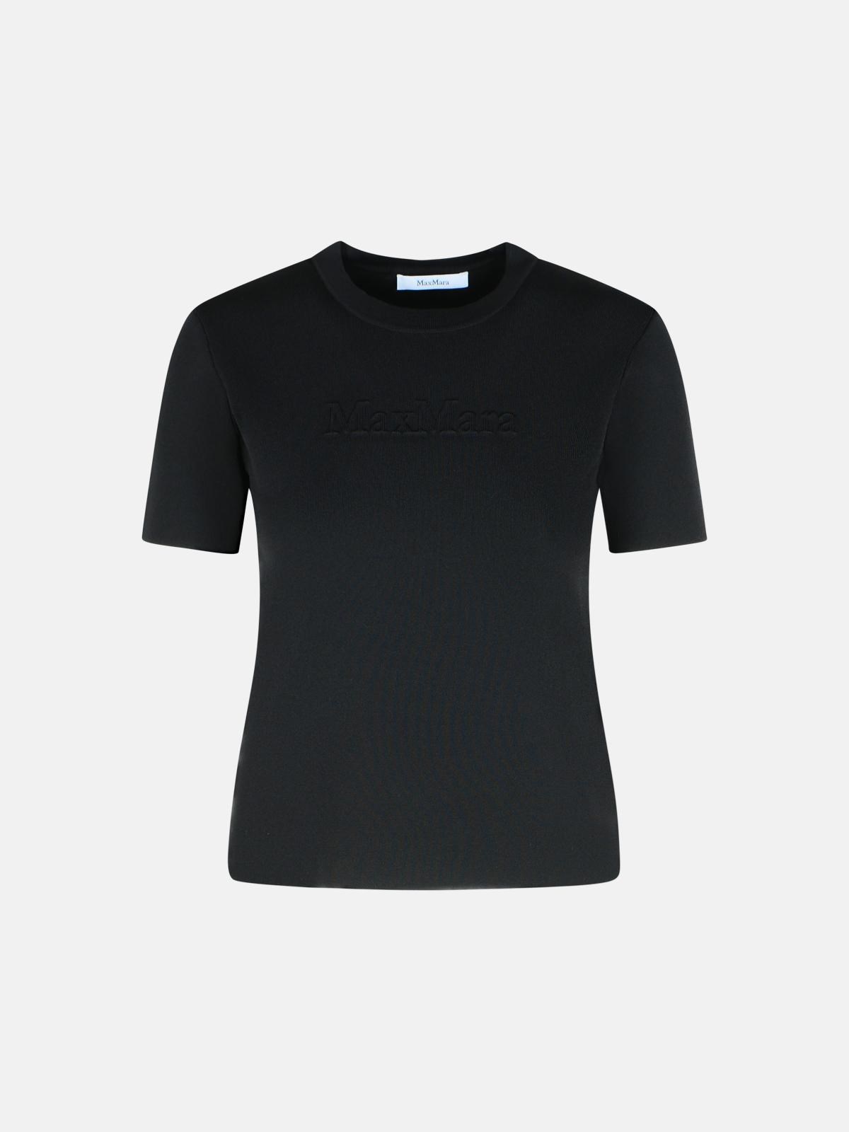 MAX MARA 'Adelio' Black Viscose Blend T-Shirt　MAX MARA アデリオ ブラック ビスコース ブレンド T シャツ MAX